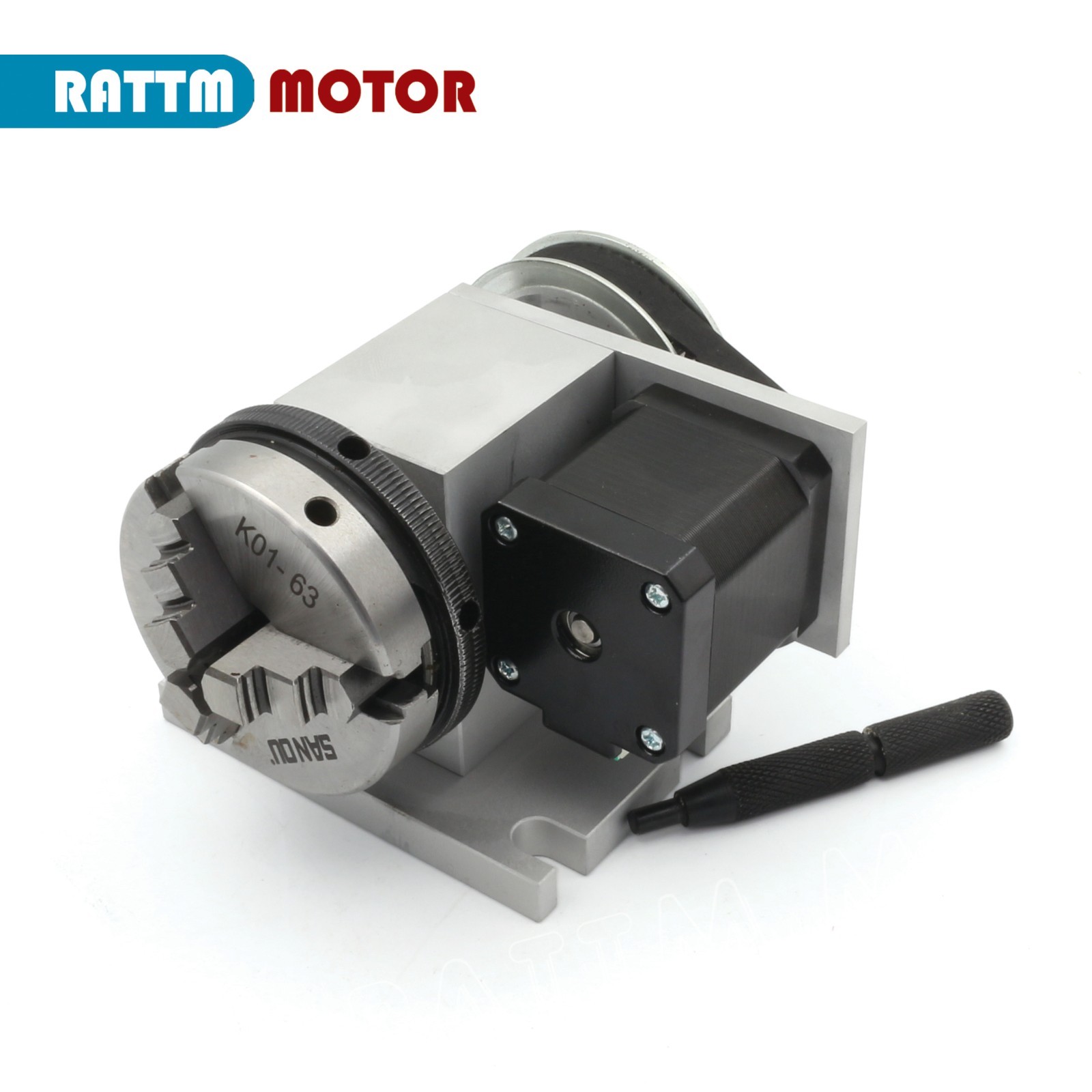 【US】 CNC Router Rotary Table 4:1 Rotation 4th Axis 3 Jaw 65mm Chuck w/ Tailstock