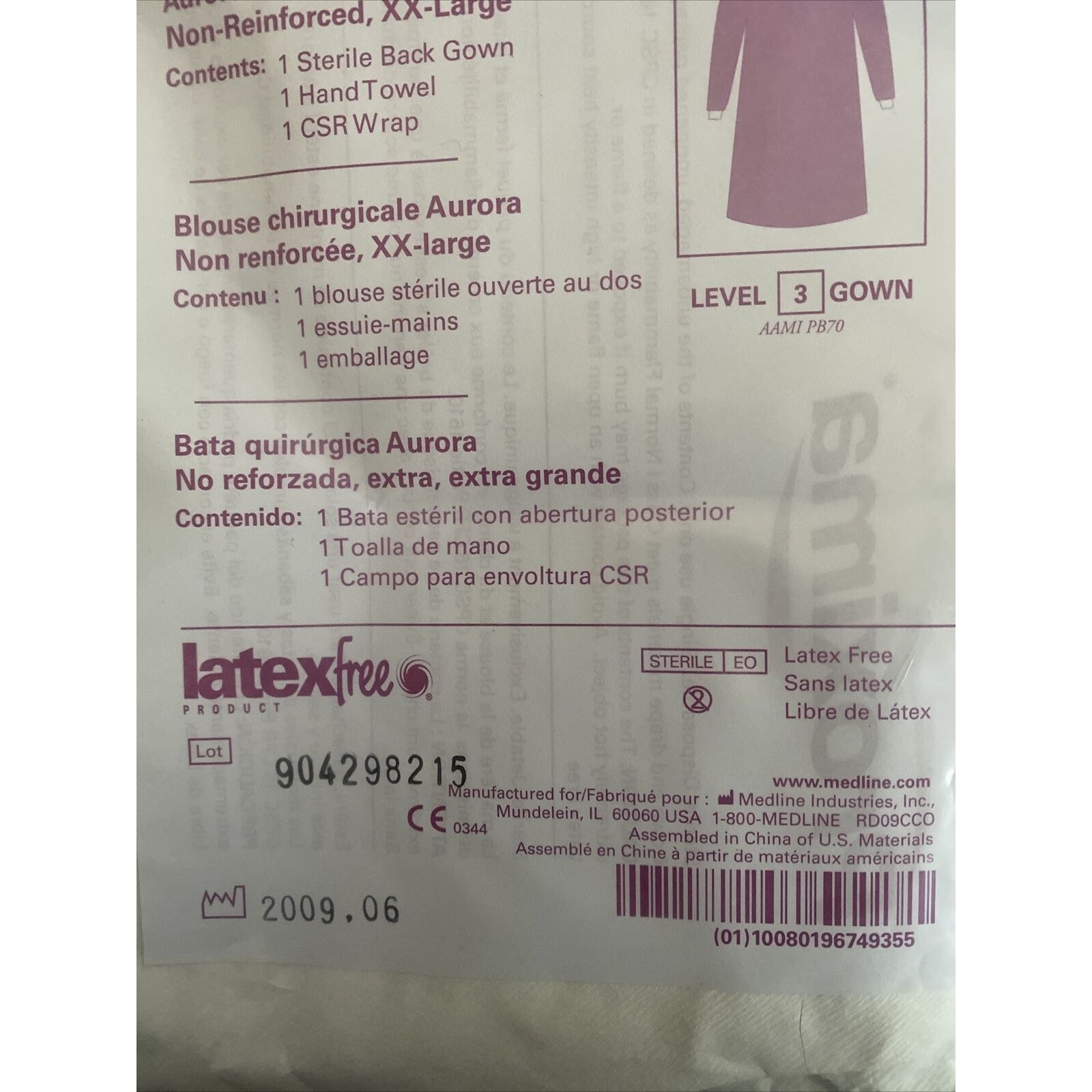 Medline Proxima Aurora Surgical Gown Large Size XXL Level 3 Sterile DYNJP2703