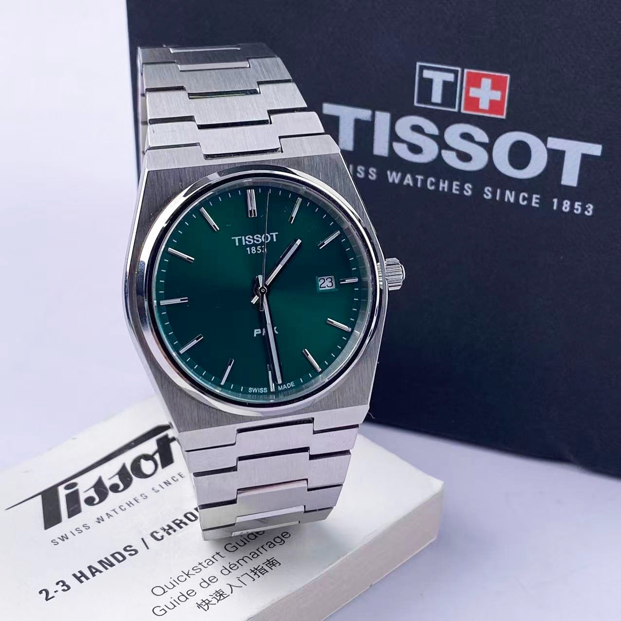 Tissot PRX Green Dial Men's Quartz Watch Stainless Steel 40mm T137.410.11.091.00