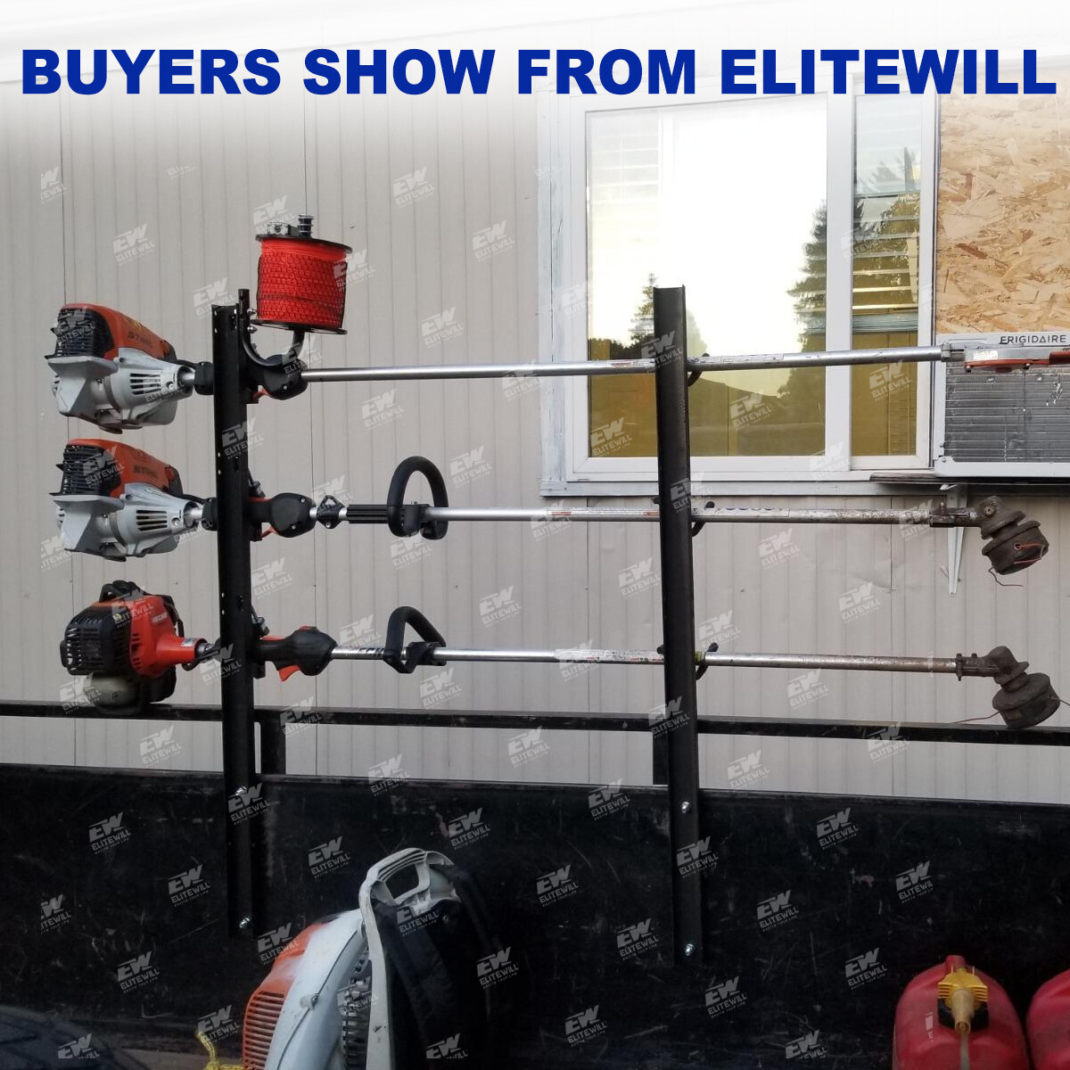 ELITEWILL 3 Place Weedeater Rack & 2 Place Backpack Blower Rack for Open Trailer
