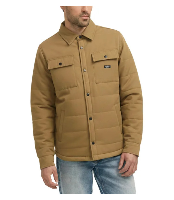 Hurley Men's Quilted Shirt Jacket Tan Size L