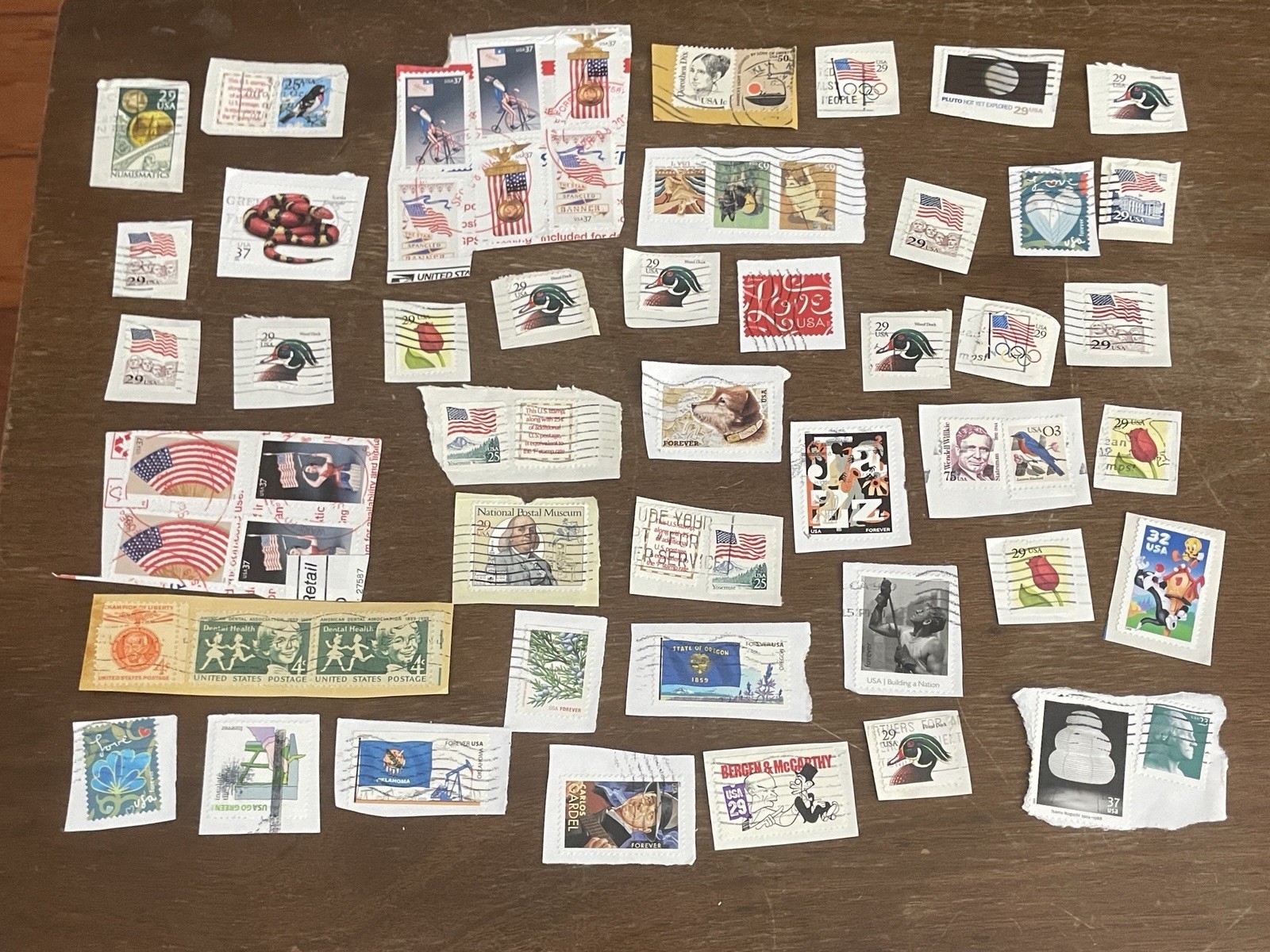US Stamps Large Lot of More Modern Stamps On Piece