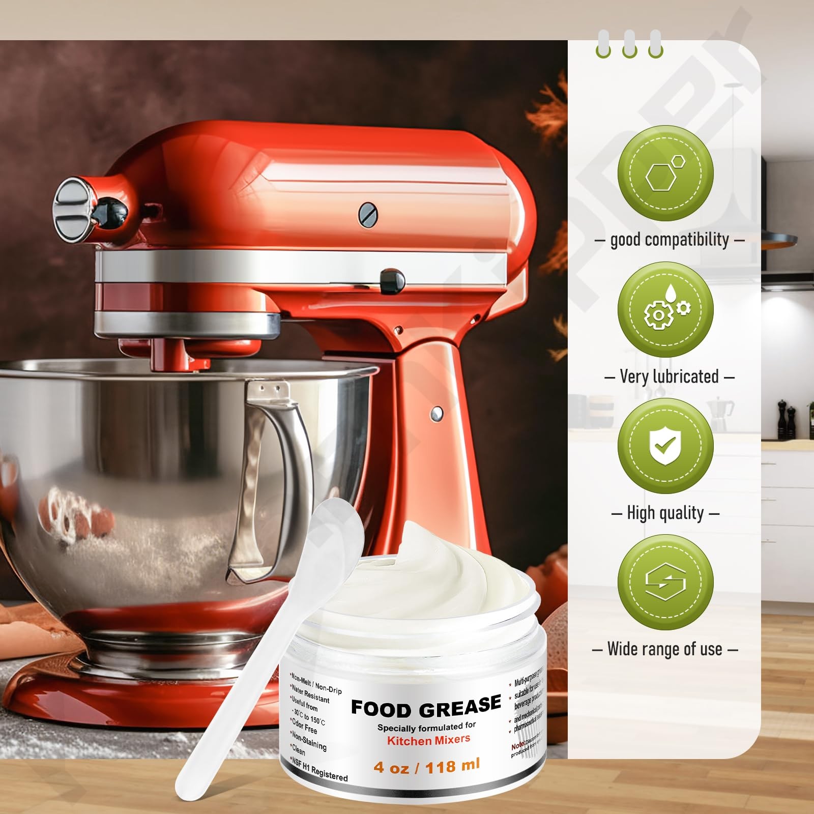 4 Oz Food Grade Grease for Kitchenaid Stand Mixer, Universally Compatible...