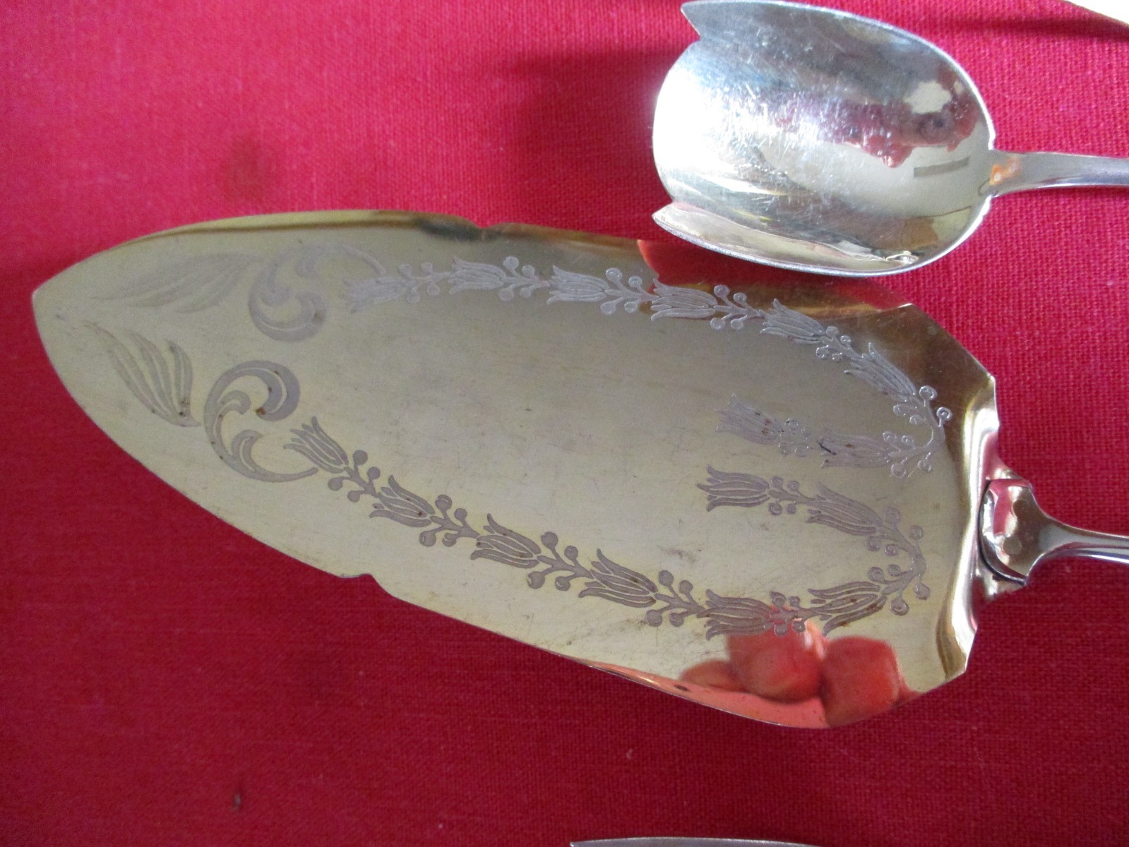 (13) Pc 800 Silver Pastry Set Flatware, 414 Grams, Etched Pattern