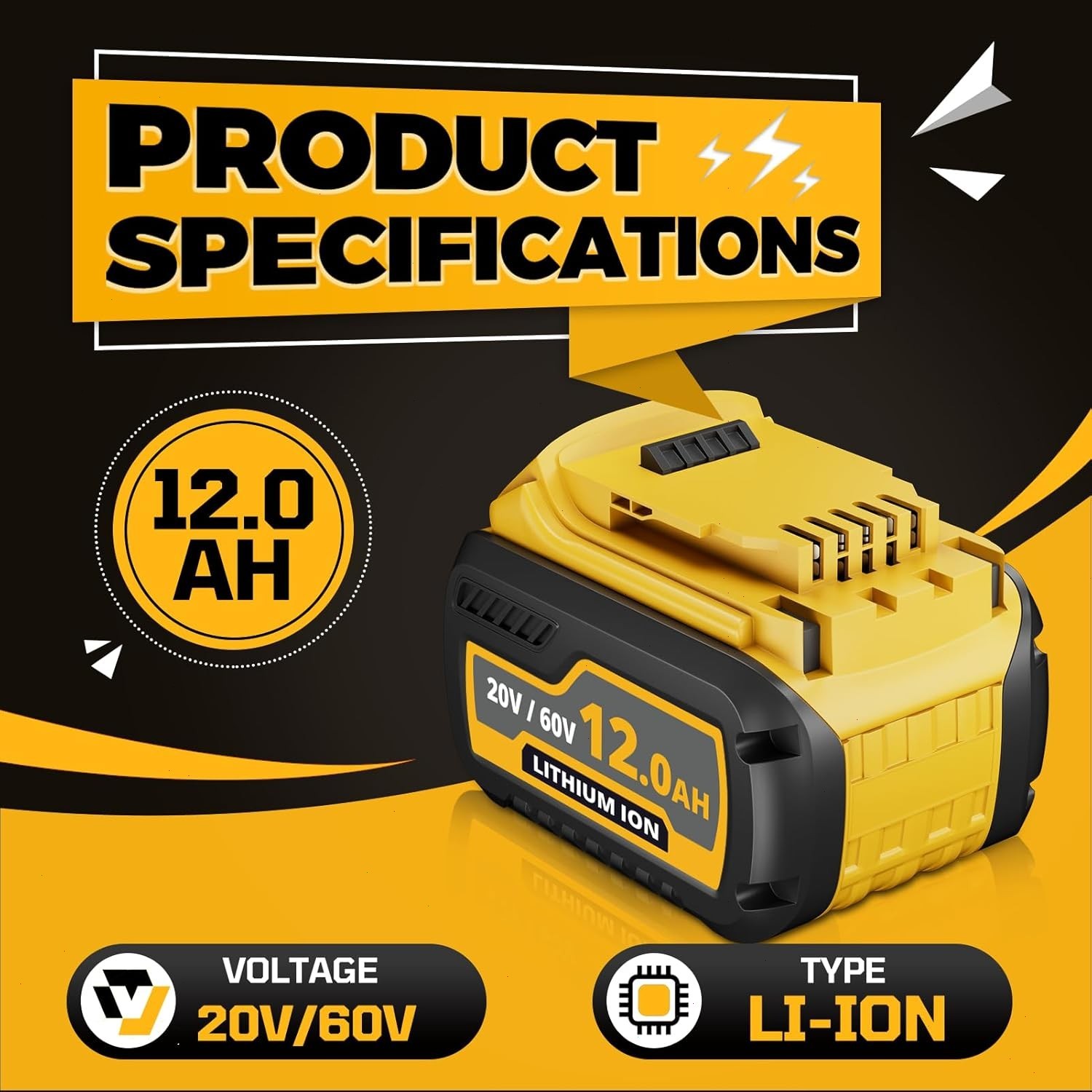 2Pack 12.0AH DCB609-2 For DEWALT DCB612 20V/60V MAX FLEXVOLT Lithium-Ion Battery