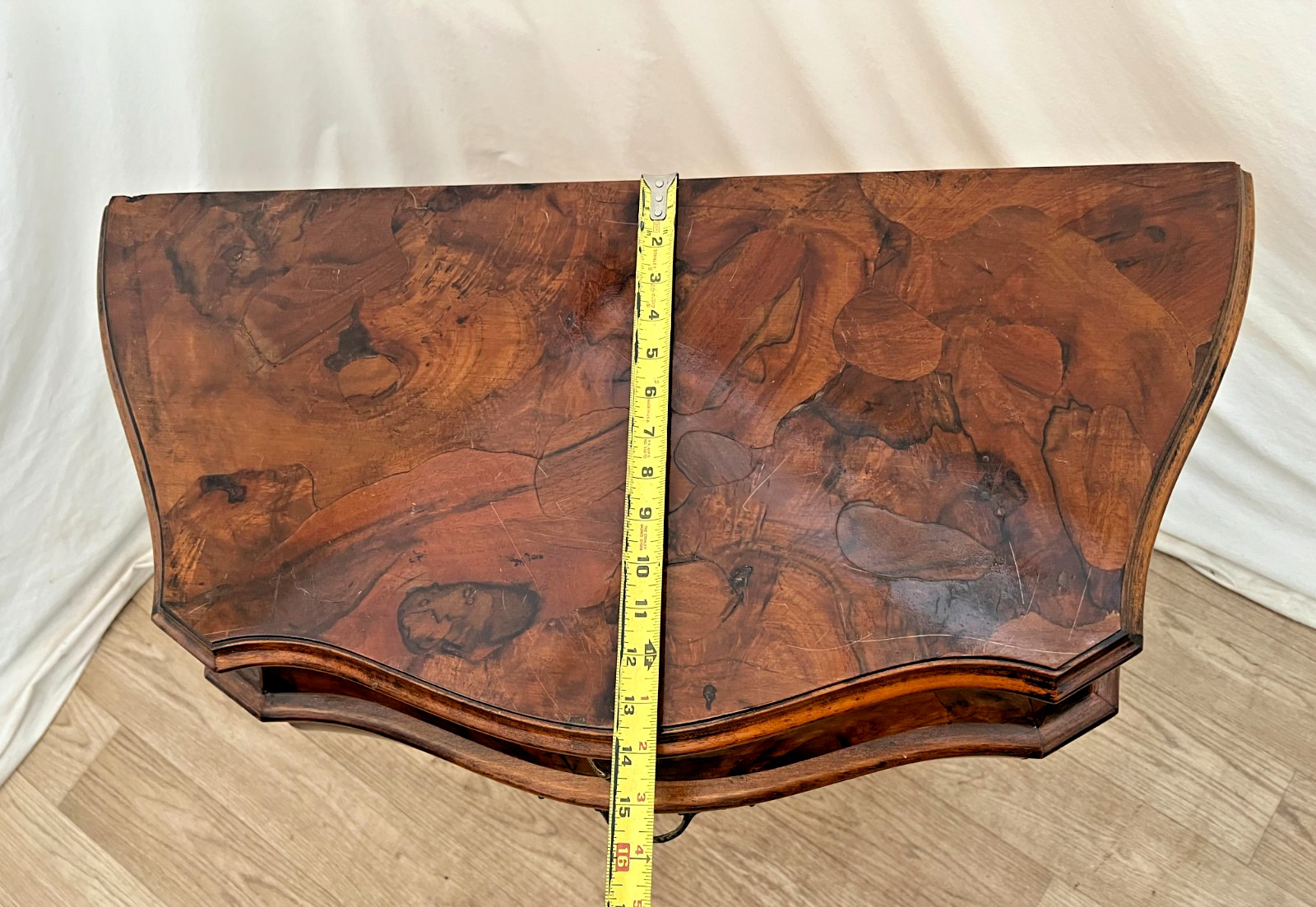 Vintage Venetian Bombe Commode Small Chest of Drawers Burl Turtle shell walnut