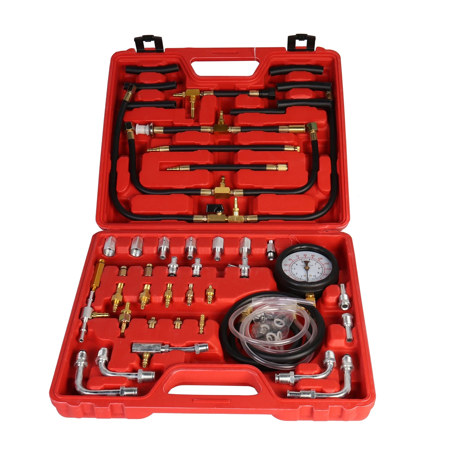 Fuel Injection Pressure Tester 3-1/2" Dual Gauge Kit Readings 0~10bar 0~140 psi