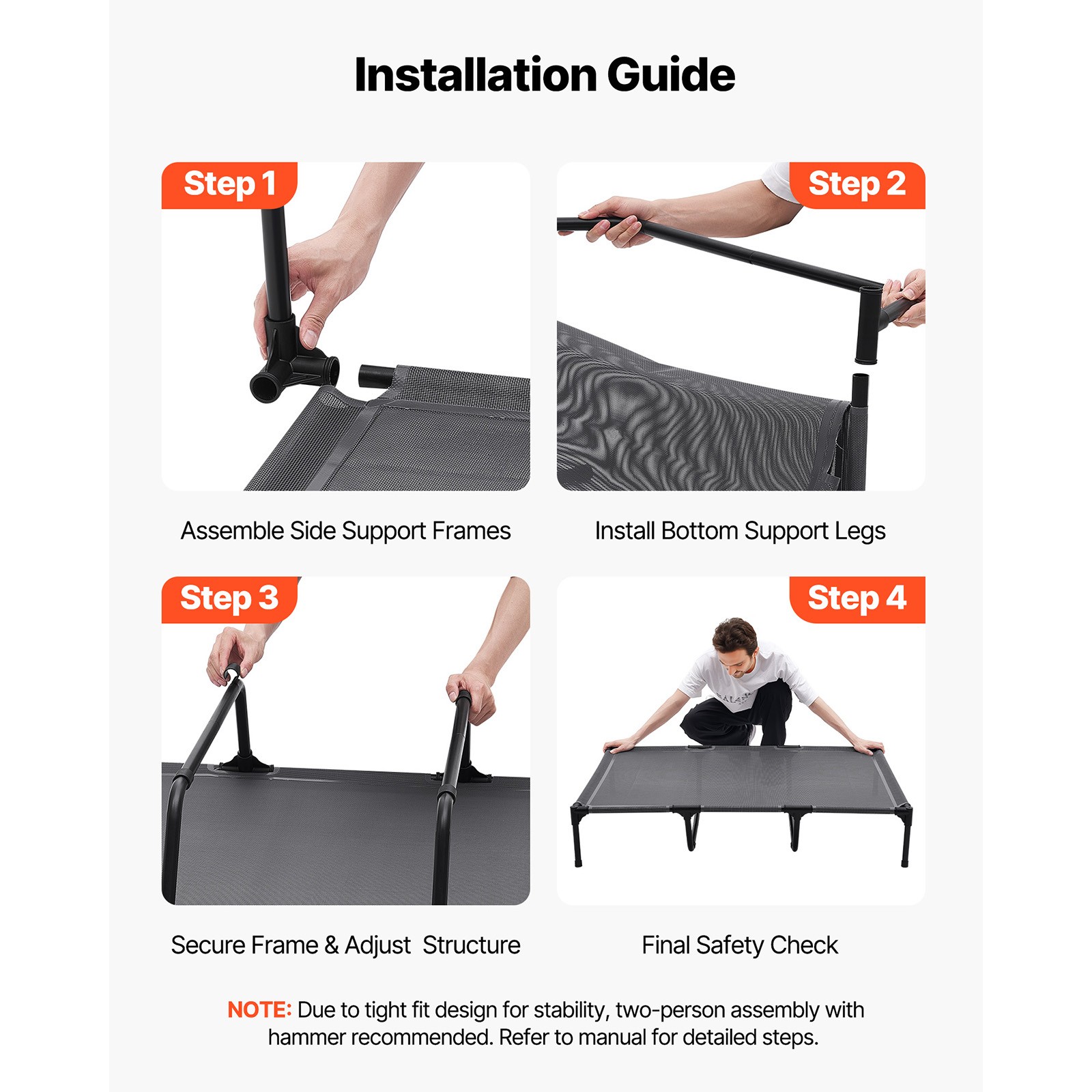 Uimoso Elevated Dog Bed for Large Dog Portable Raised Dog Cot w/ Metal Frame XL