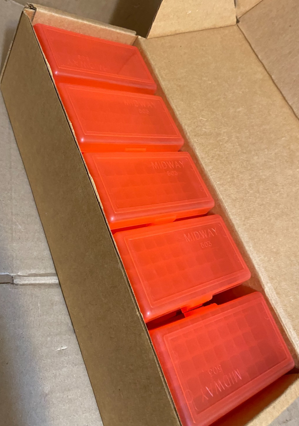 MIDWAY #503 Ammo Box, 50 Rounds Red Lot of 10 NEW