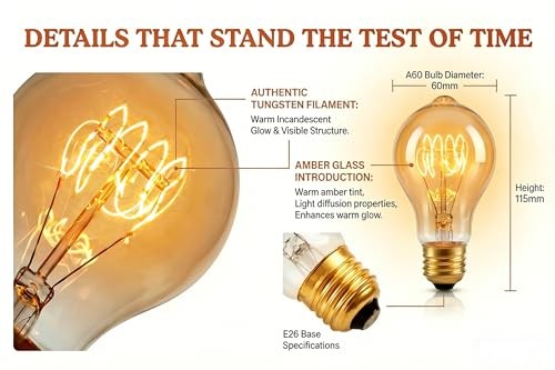 Edison Light Bulb 40W，2 Pack A19 Old Fashioned Vintage Incandescent 40 Watts 2p