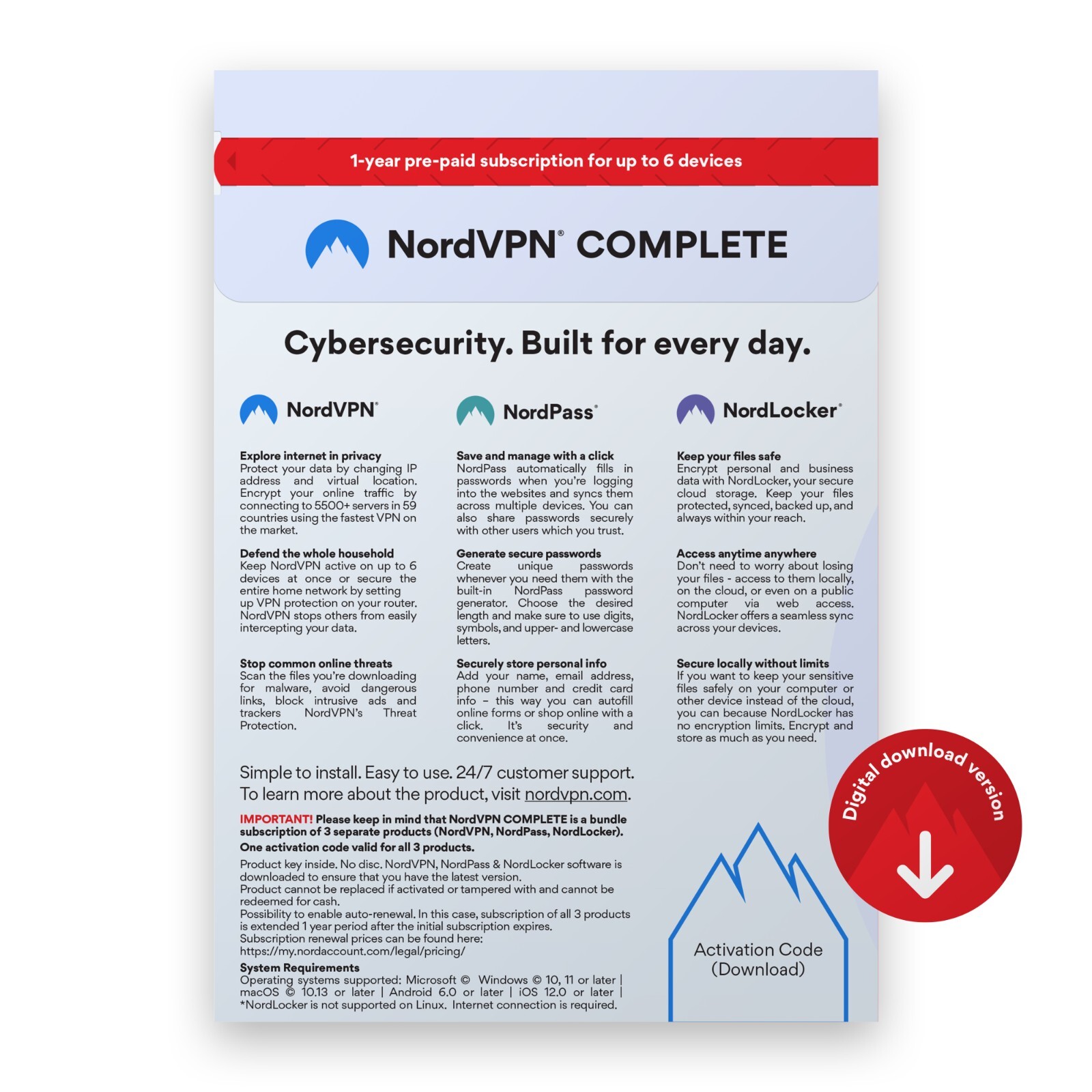 NordVPN Complete — 1-Year VPN & Cybersecurity Software Bundle Subscription