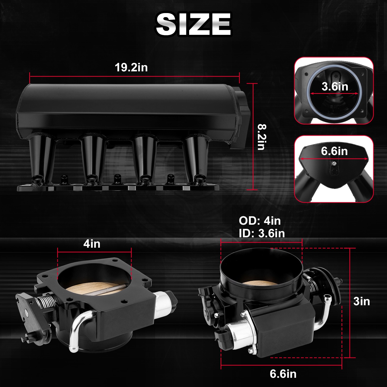 92mm high Intake Manifold LS1 LS2 LS6 4.8L 5.3L 5.7L w/ Fuel Rail Throttle Body