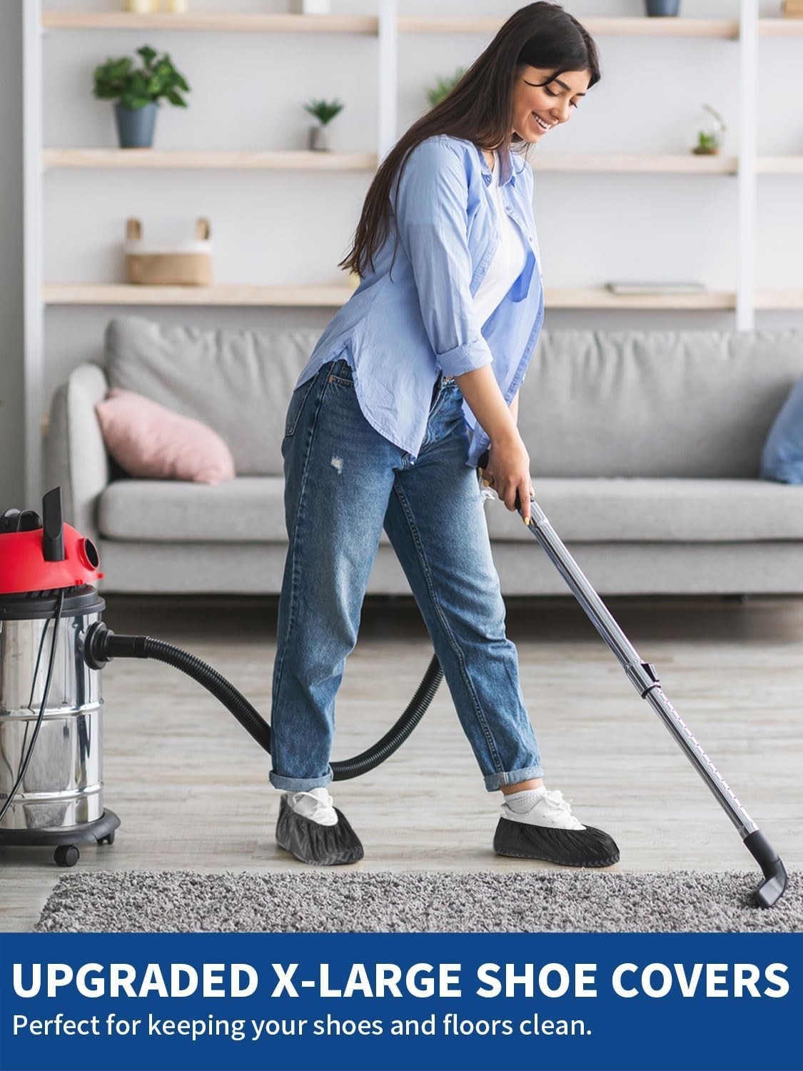 X-Large 50 Pack Shoe Covers Disposable Non-Slip Black Non-Woven Fabric Boot