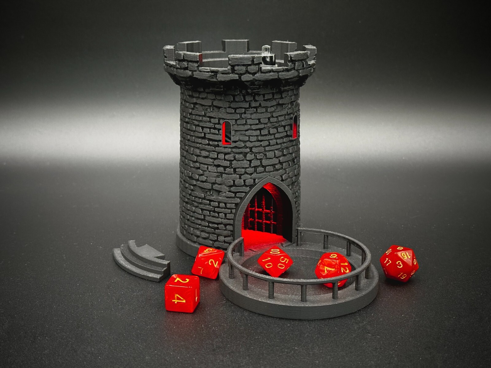 Lighted 5-Inch Red Dice Tower and Tray for DnD, New, Free Shipping
