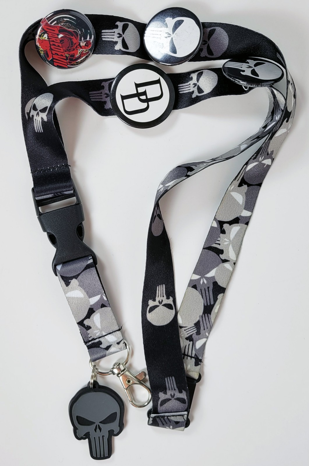 Lot of 4 Marvel Lanyard ~ Venom, Punisher, Ghost Rider, Daredevil with Pins