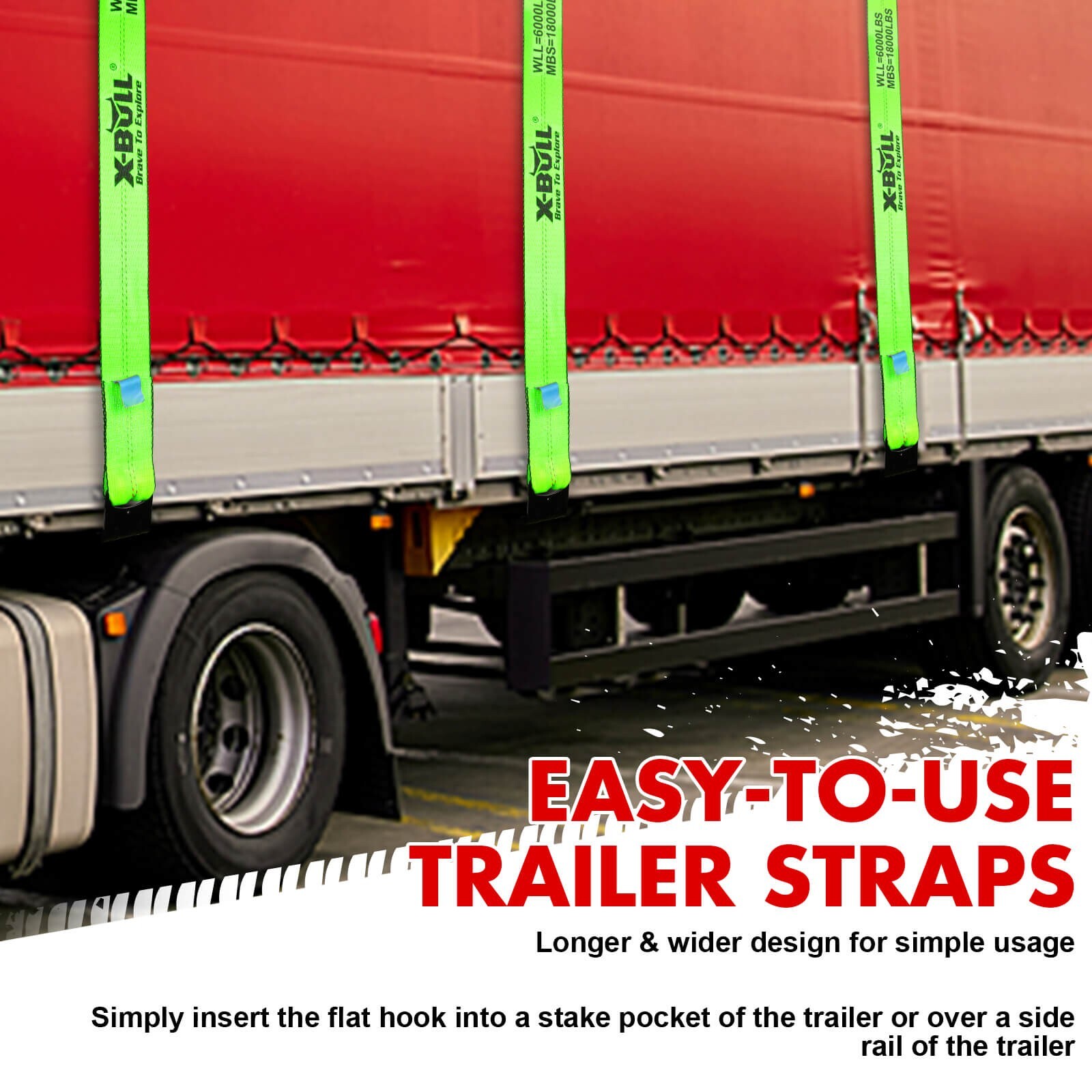 X-BULL 10 Pack 4" x 30' Winch Truck Straps w/Flat Hook for Towing 18000 lbs