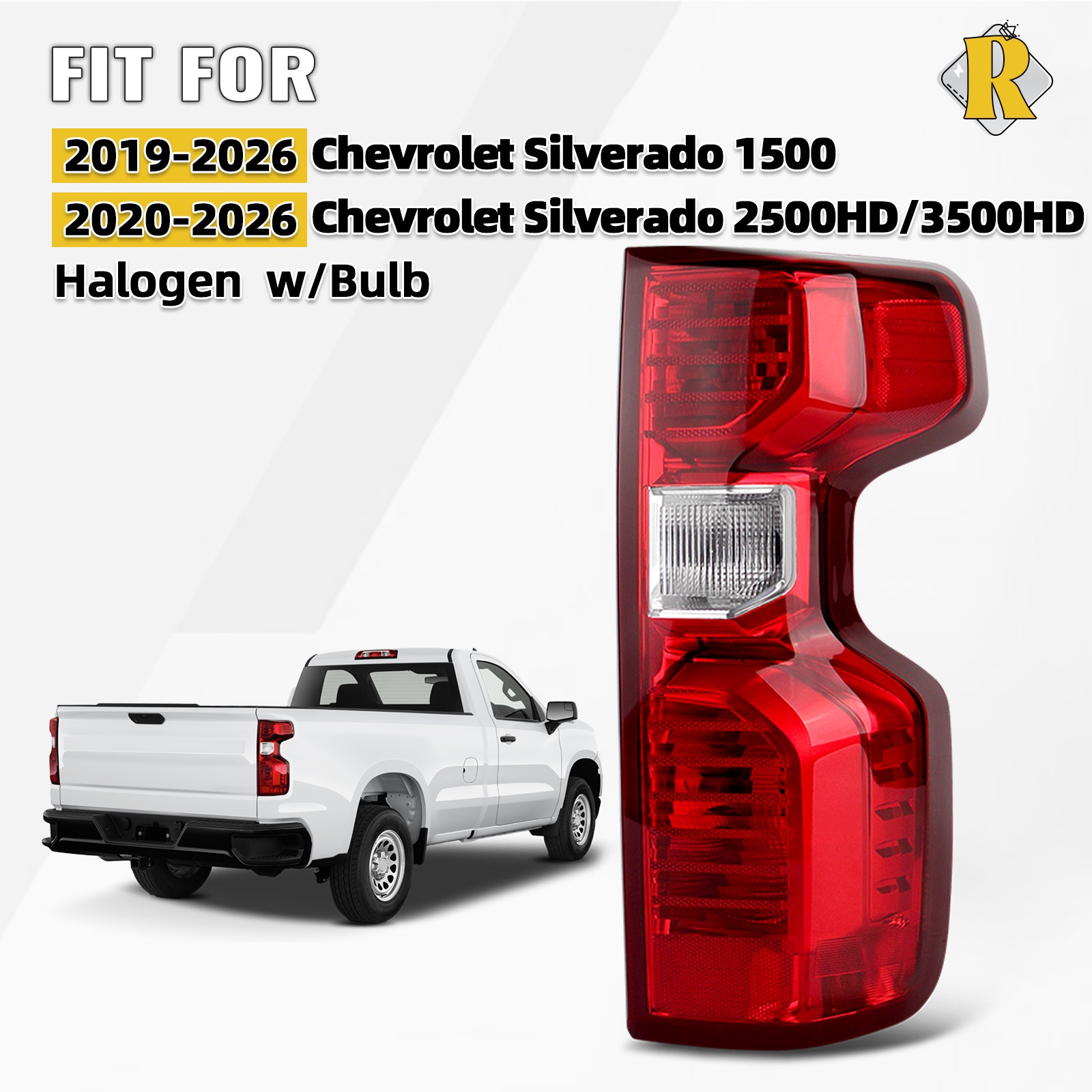 For 2019-2026 Chevrolet Silverado 1500 Halogen Taillight Right Passenger W/Bulb