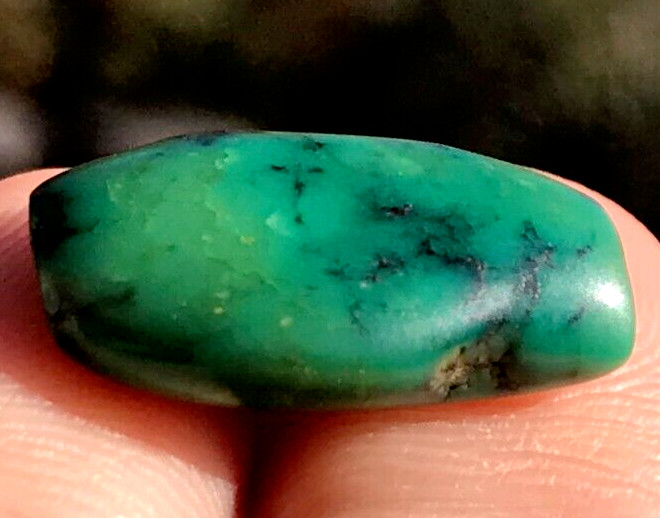 RARE ANTIQUE VERY OLD TIBETAN TURQUOISE BEAD - BEAUTIFUL WORN PATINA!