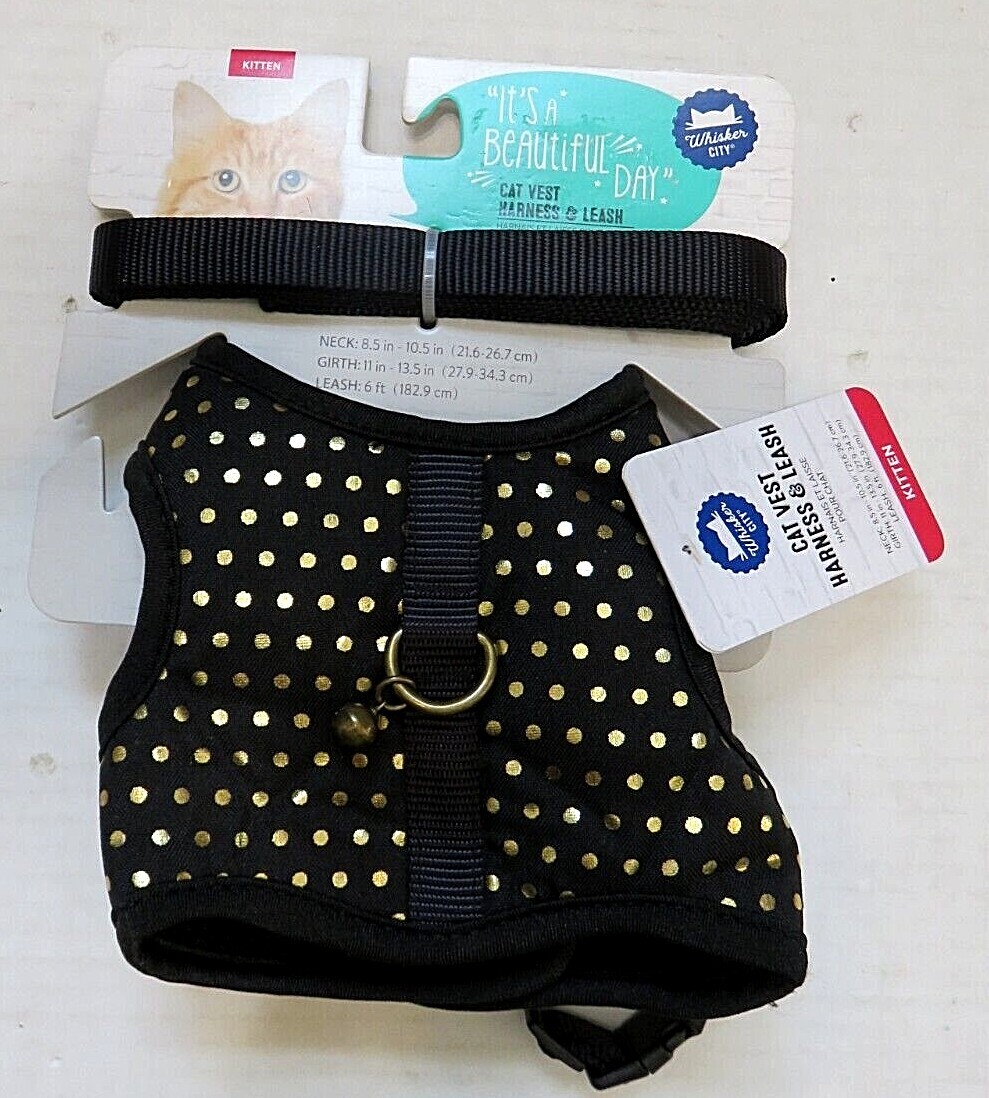 Whisker City Cat Vest Harness & Leash KITTEN Stripe, Strawberry or Bling New