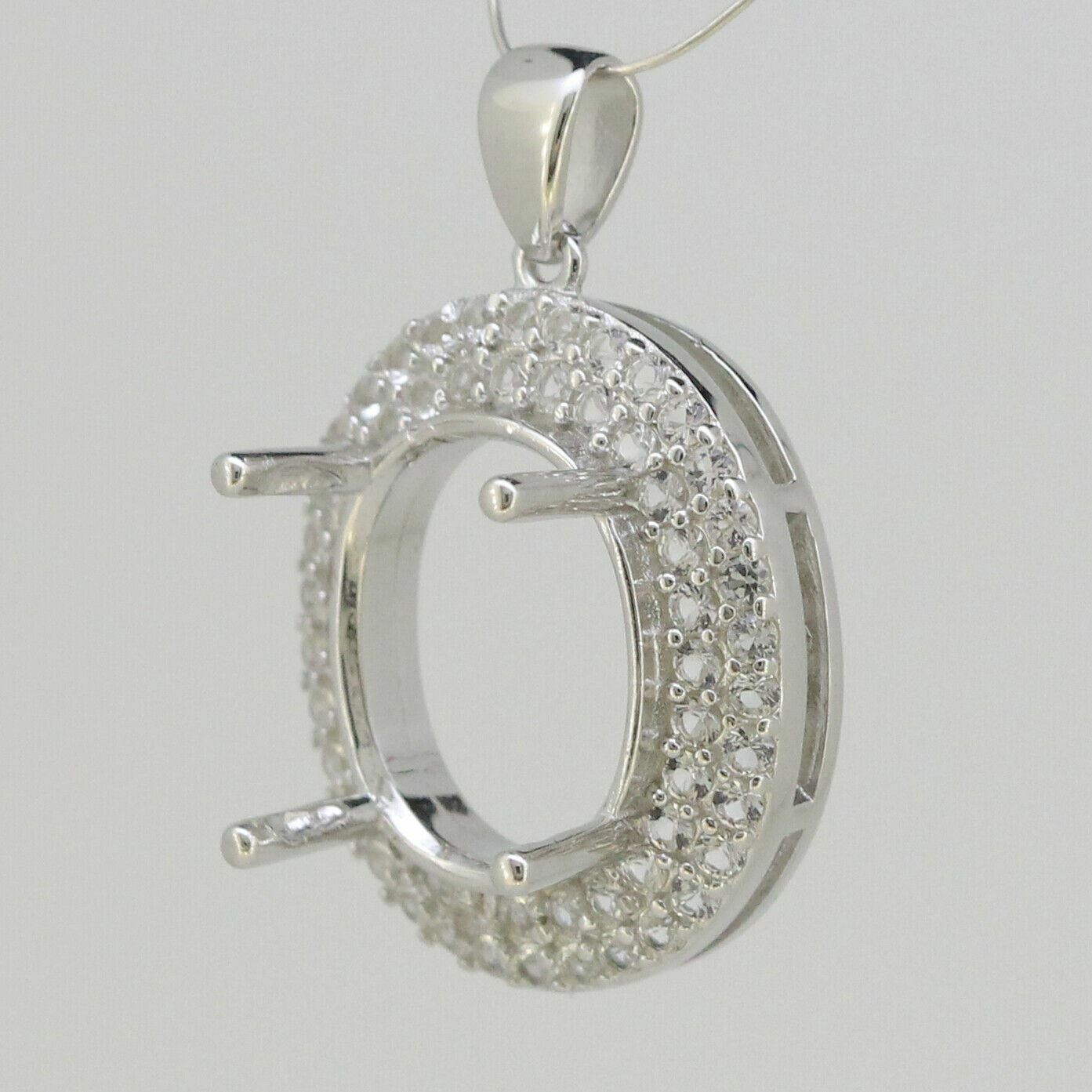 Sterling Silver Semi Mount Pendant Setting OV 20x15 18x13 16x12 14x12mm Topaz