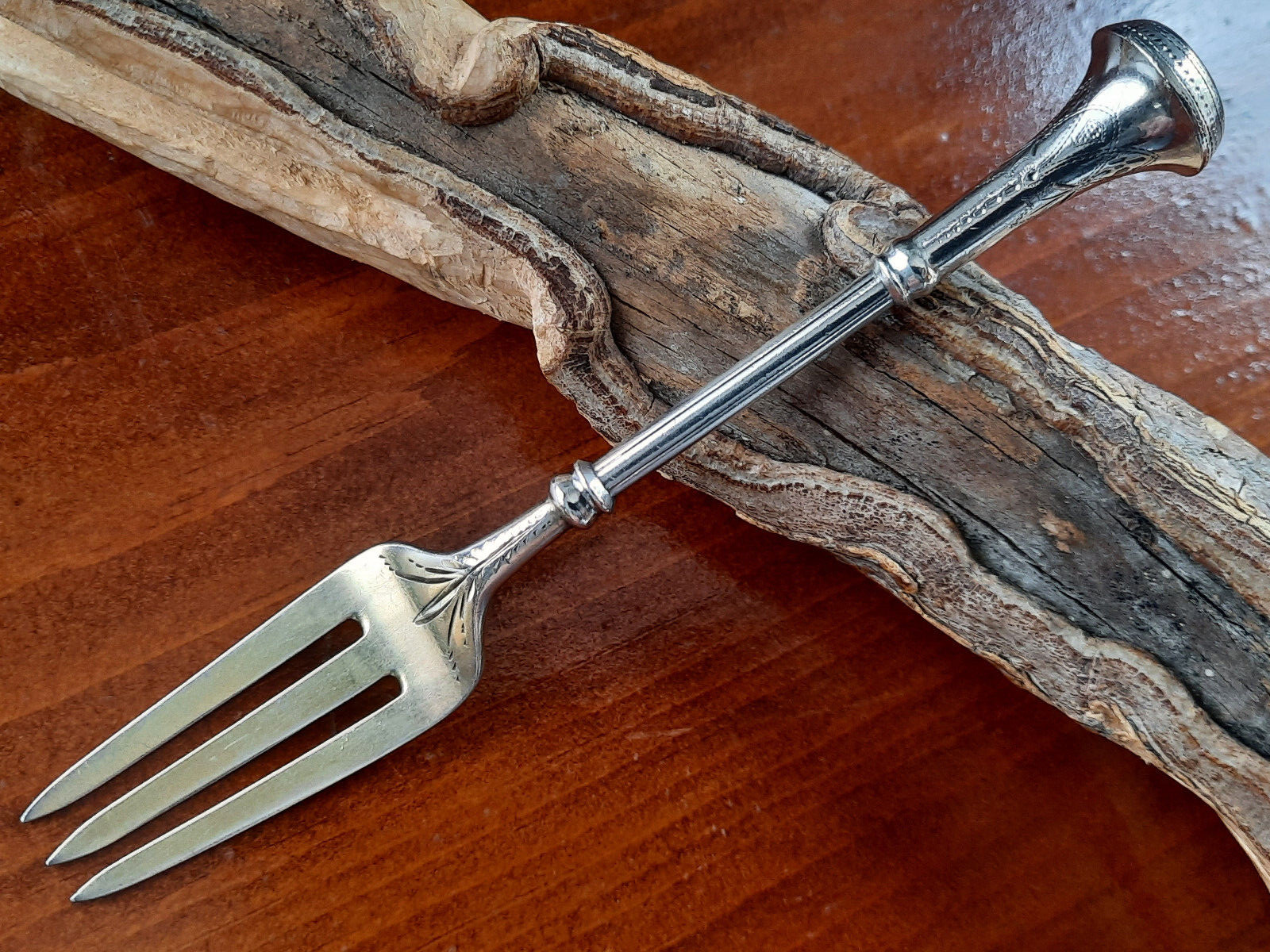 Coin Silver James Bingham Seal Top Pastry Fork, Mono