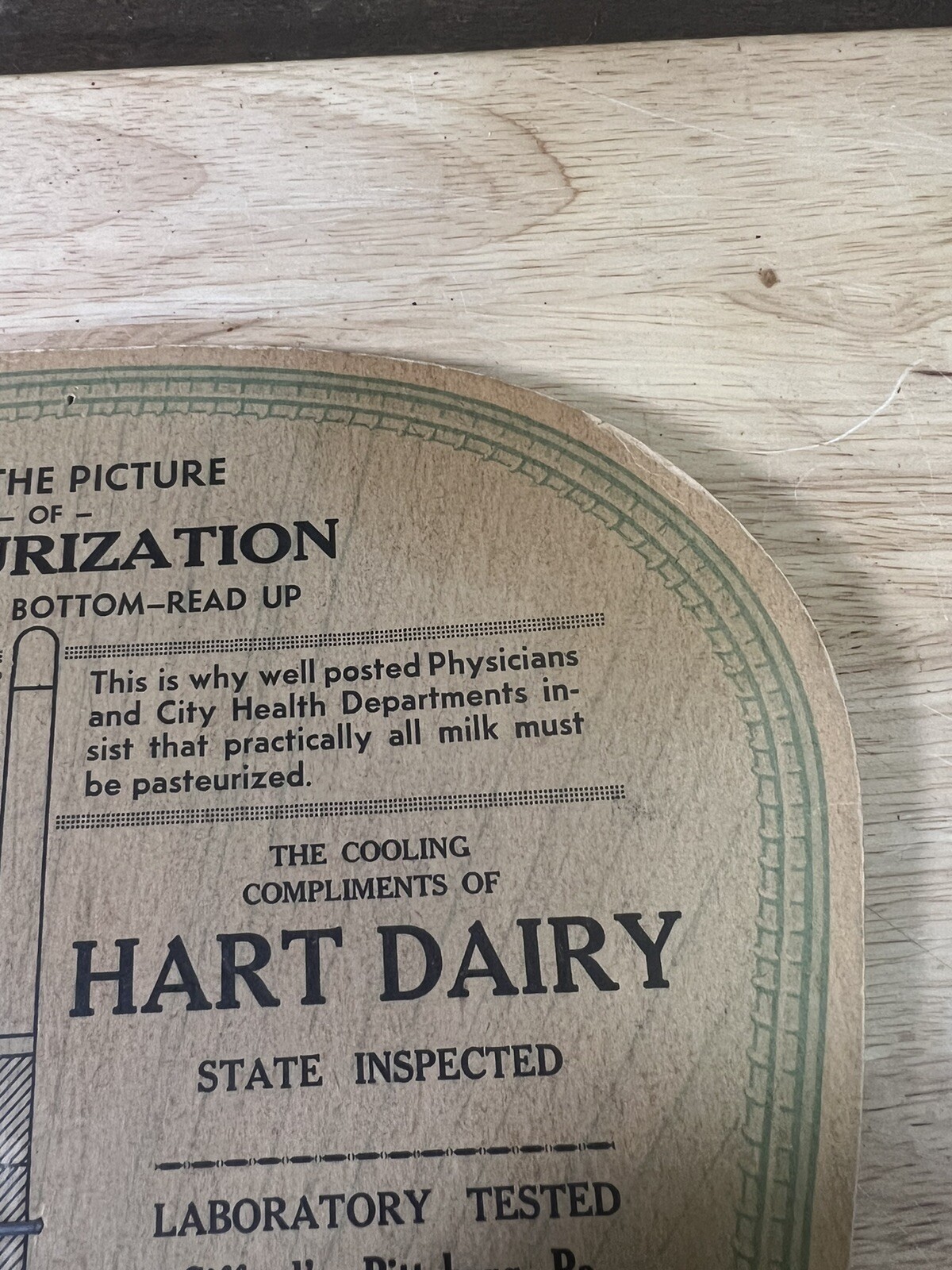 Vintage Hart Dairy Advertising Paper Handheld Fan