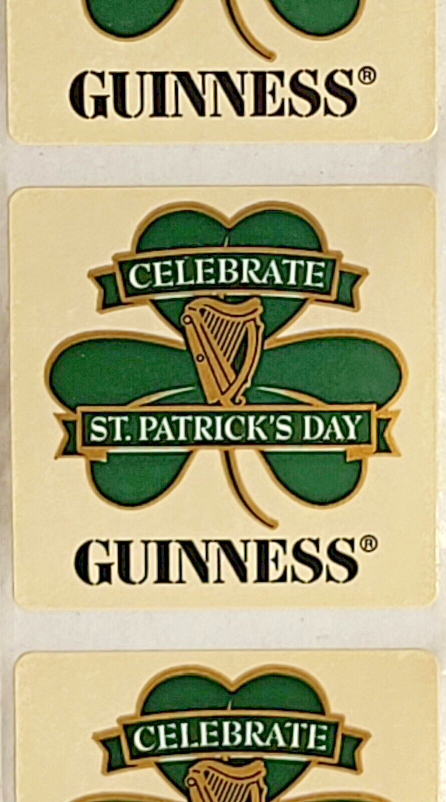 Guinness and Harp Happy St. Patrick's Day Beer Sticker - Lot of 5 Stickers - B