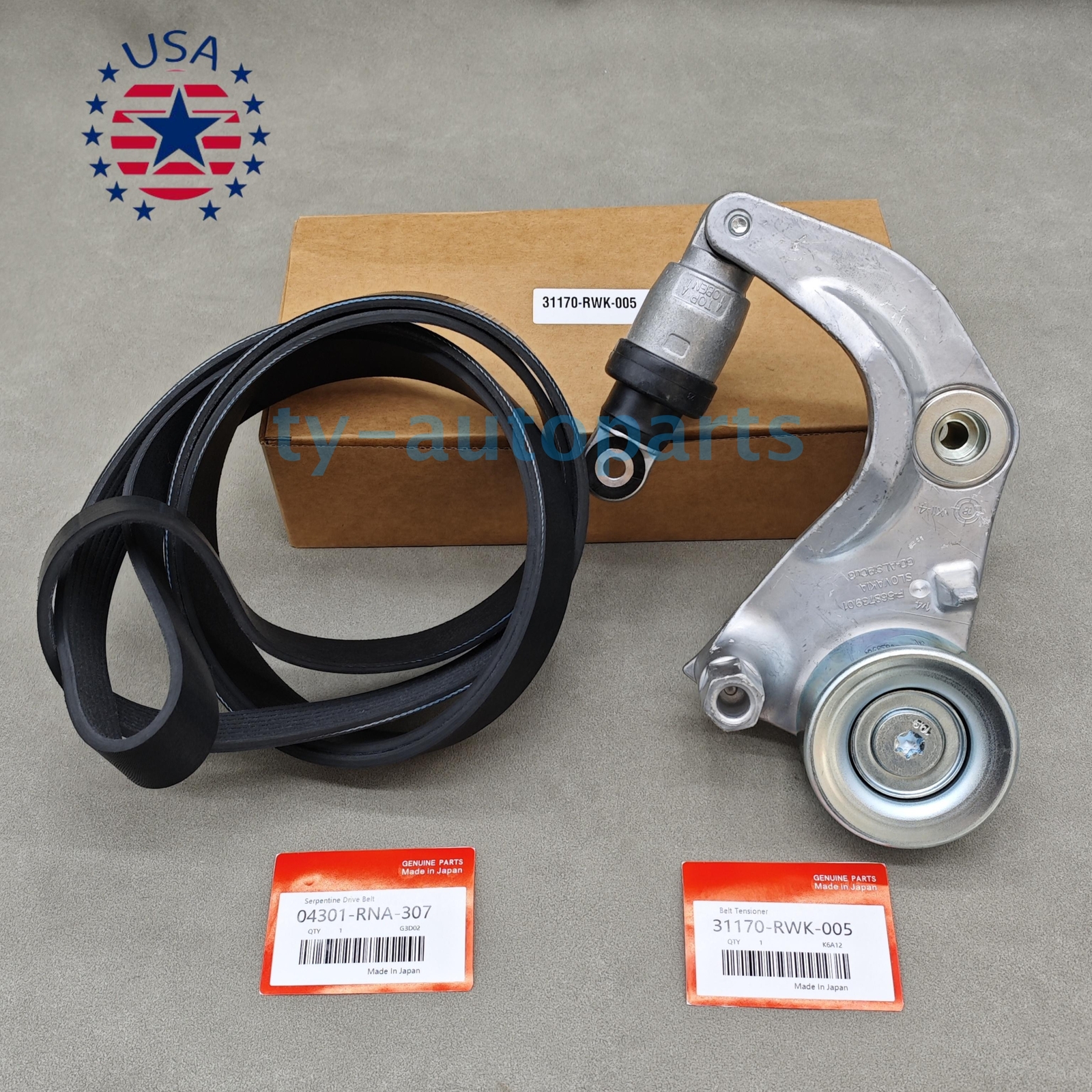 OEM Tensioner Pulley & Serpentine Drive Belt Kit For 2006-11 Honda Civic 1.8L US