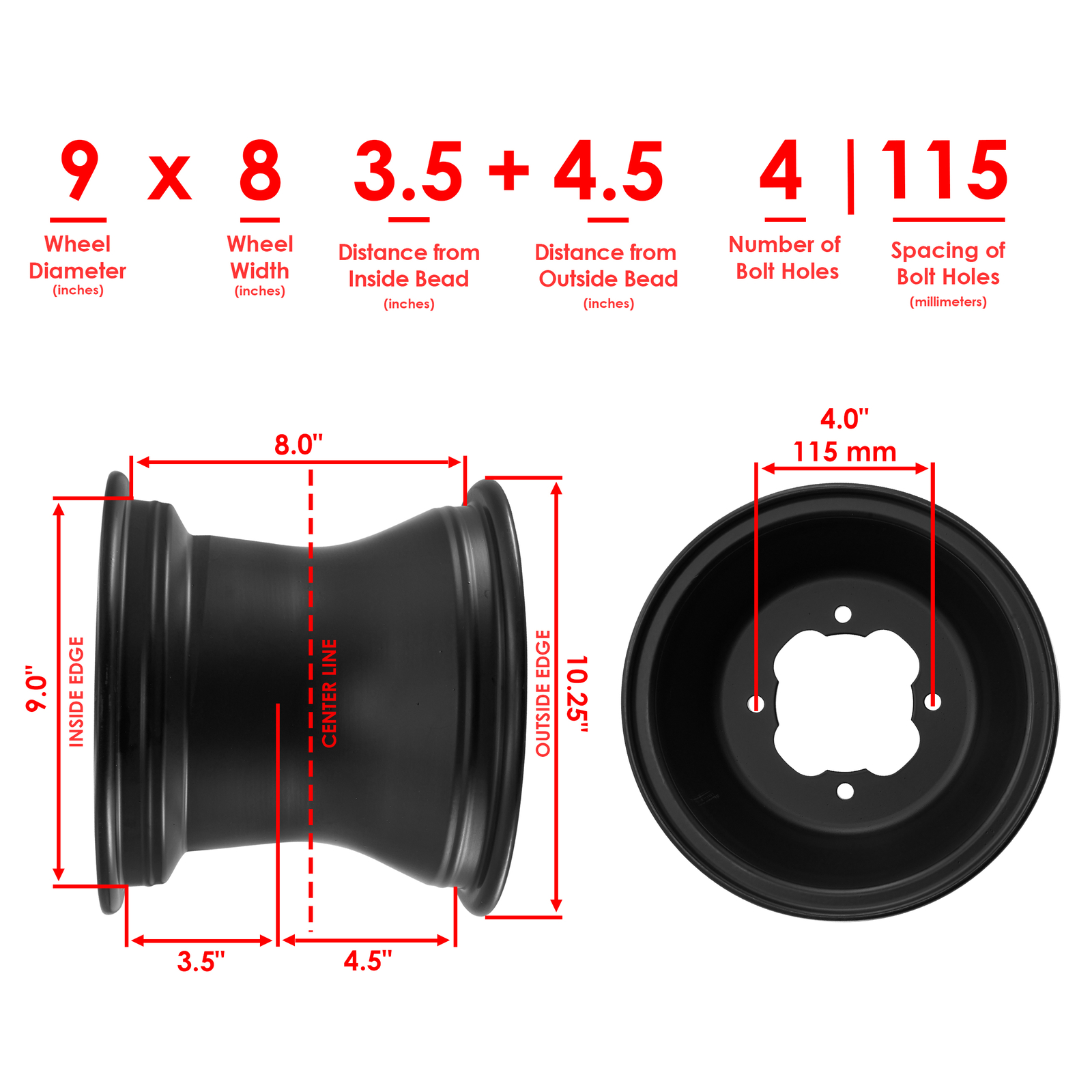 Rear Wheel Rim For Yamaha Raptor 700 YFM700 2006-25 / Raptor 700R YFM700 2011-25