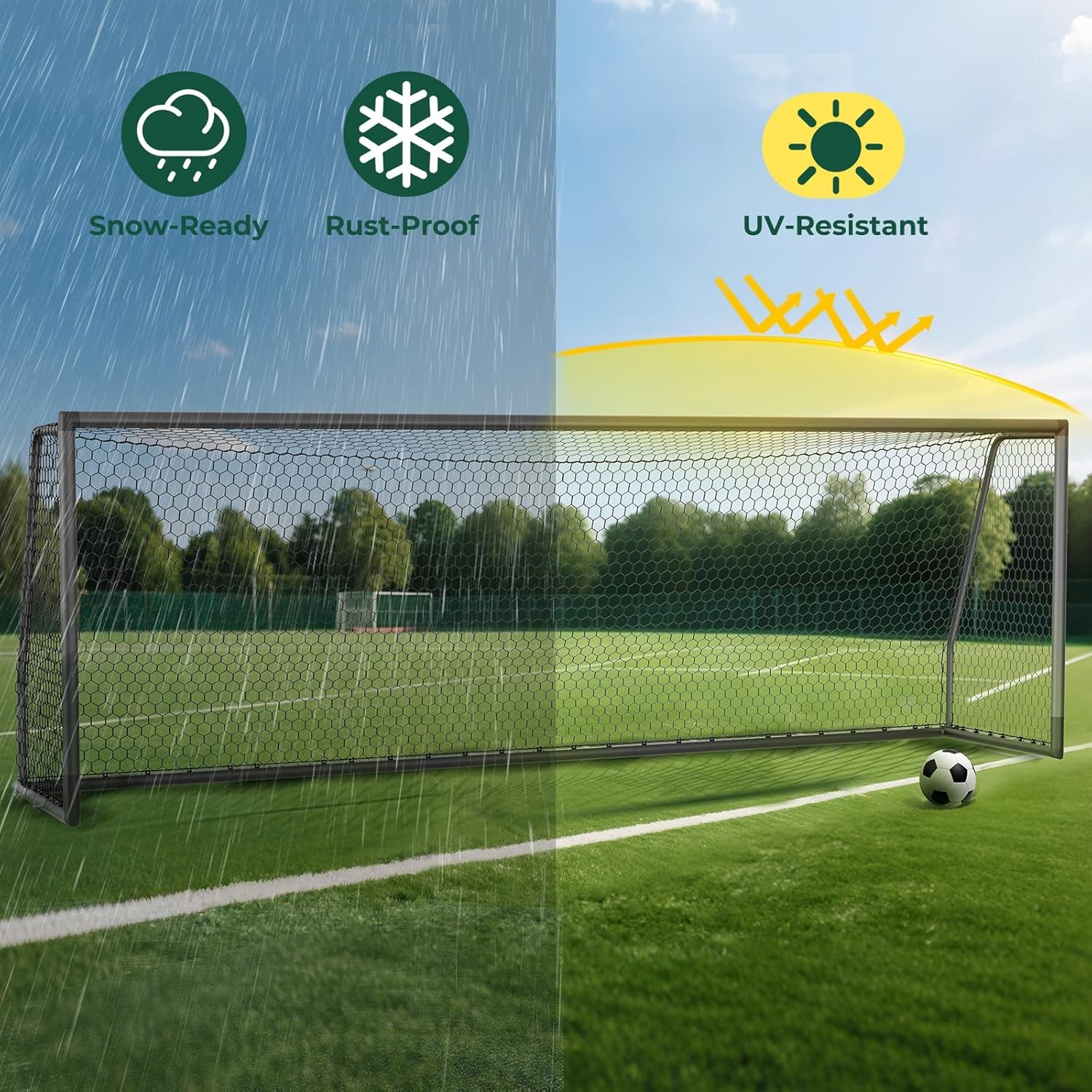 NAIZEA 24x8ft Soccer Goals 2.6" Aluminum Heavy-Duty Soccer Goal For Soccer Clubs