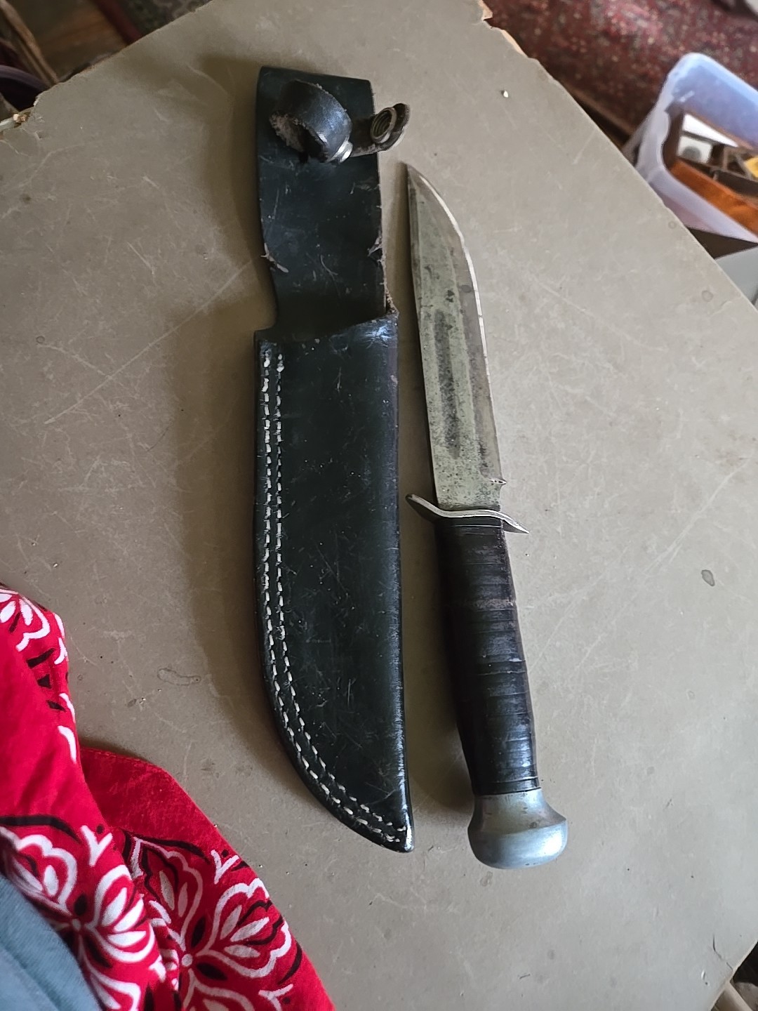 Vintage US WW2 Pal RH-36 Fighting Knife & Leather Sheath Please Read