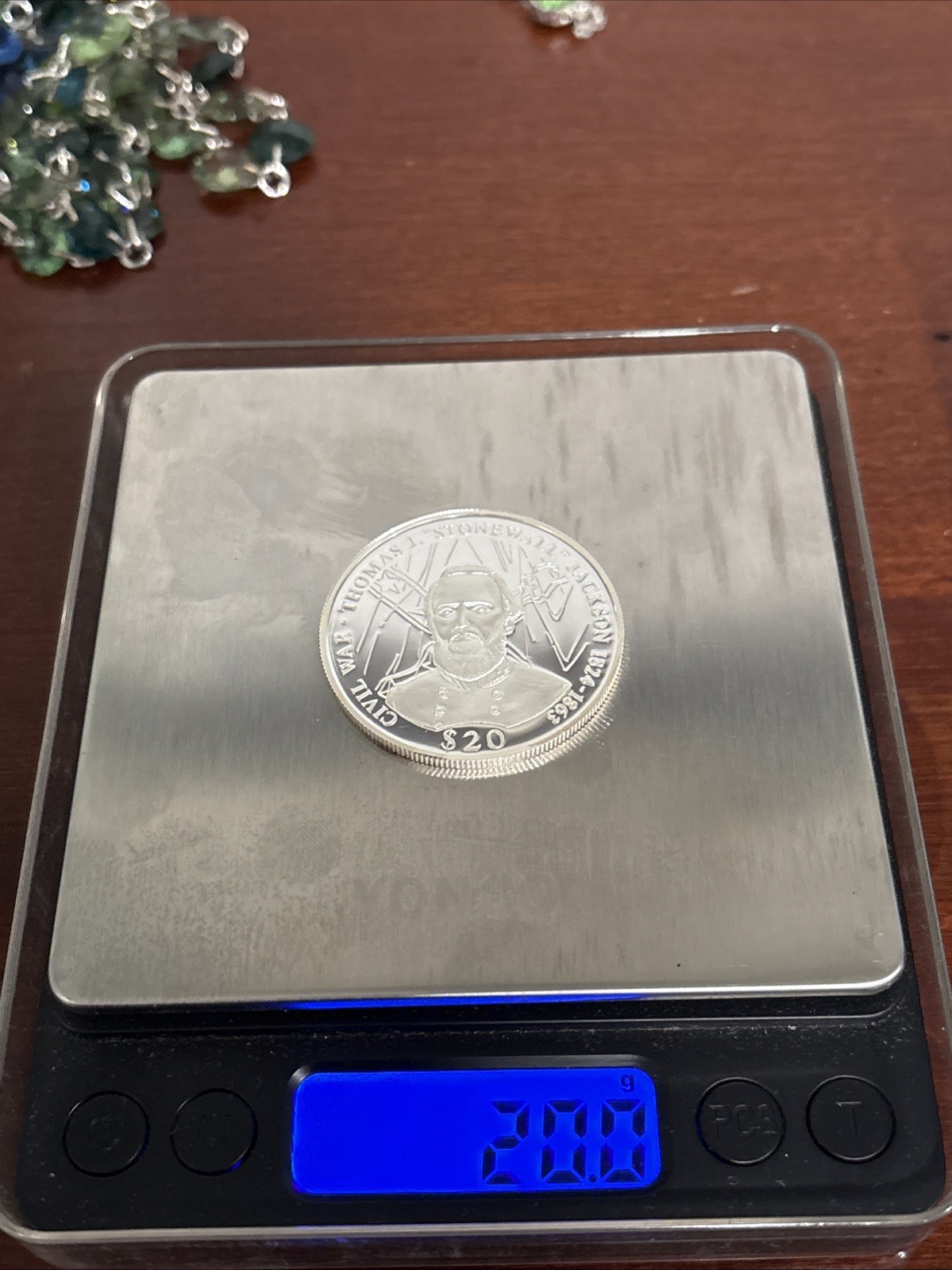 $20 Stonewall Jackson .999 Fine Silver Liberia Made In Germany 2000