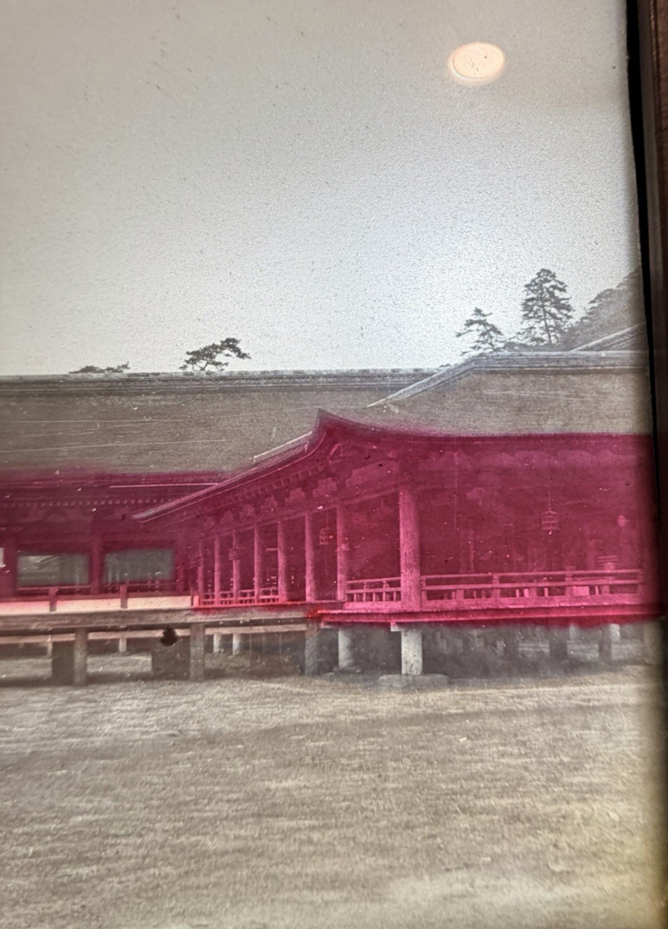 unique hold to the light Tinted Japanese Temple Lantern glass panel slide photo