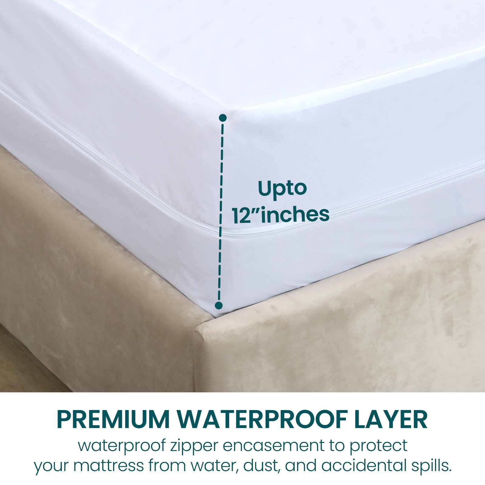 Zippered Mattress Encasement Waterproof Bed Bug Mattress Protector Cover Pad