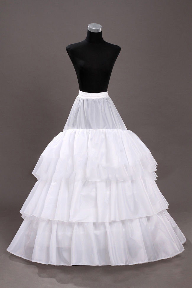 3 HOOP Multi-Layer Train Wedding Ball Gown Crinoline Petticoats Prom Bridal Slip