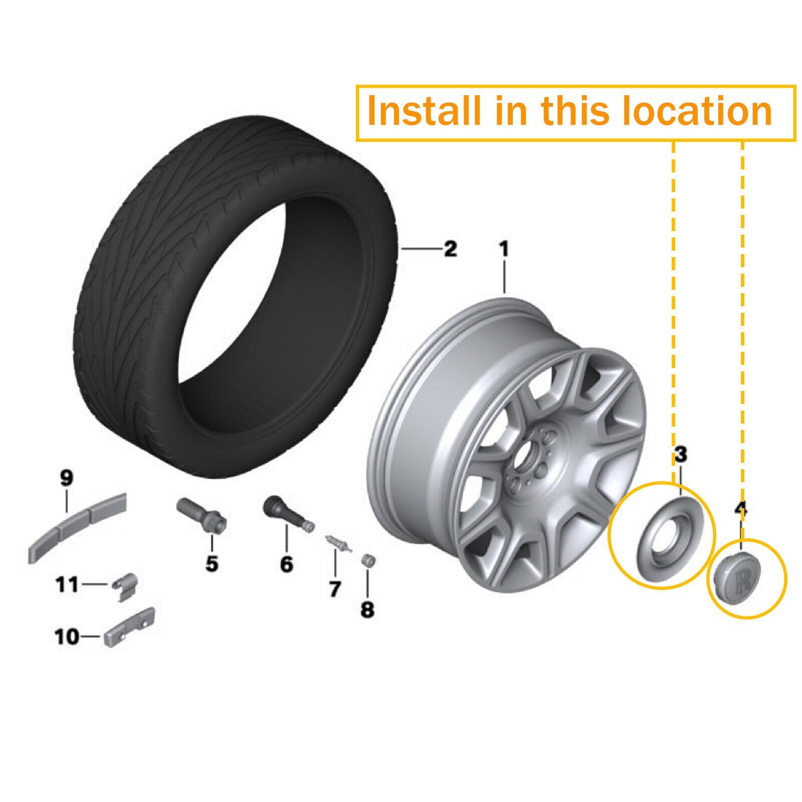 Rolls-Royce Centre Hub Cover Chrome For Rolls-Royce Ghost WRAITH DAWN