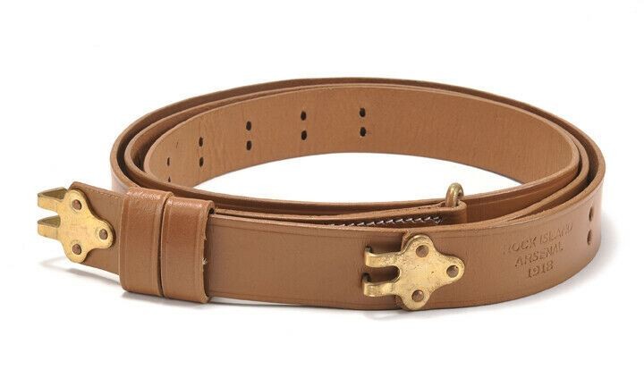 M1907 Military Leather Rifle Sling WW1 Marked Brass Hardware Garand Springfield
