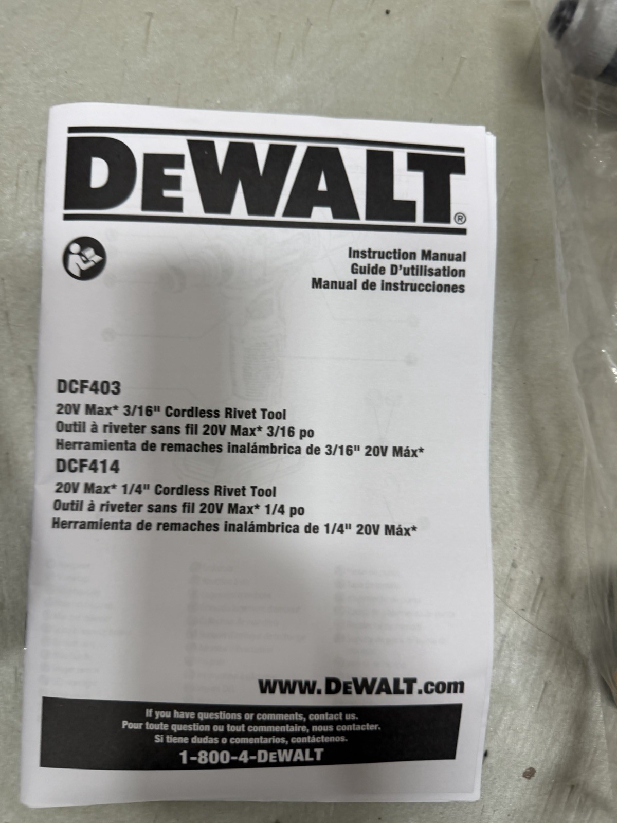 DEWALT DCF414GE2 20V MAX XR BL 1/4" Rivet Tool w/ 2 POWERSTACK Batts, 1.7 Ah Kit