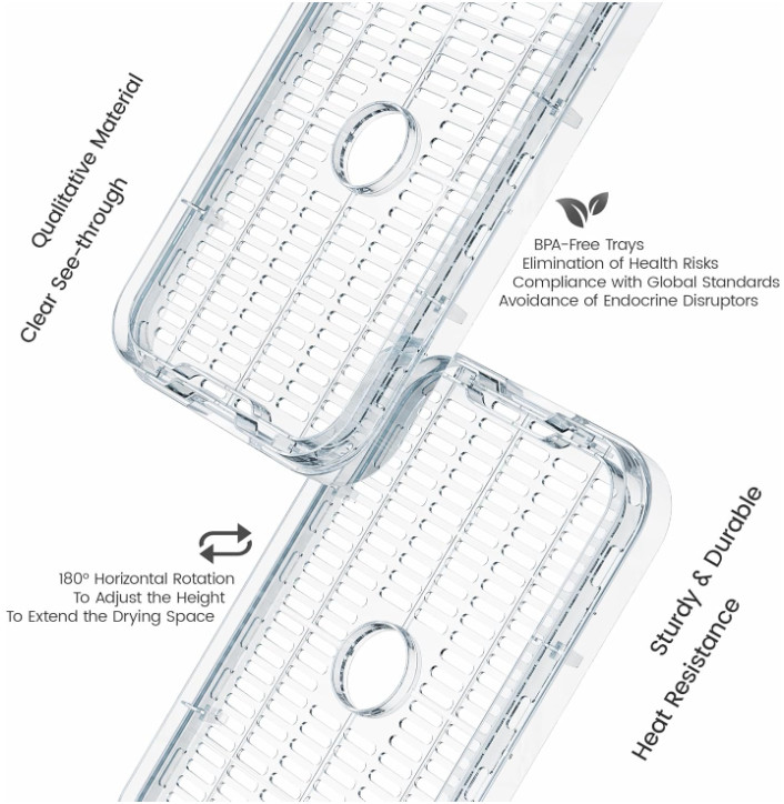 Deshidratador 250W 5 Bandejas Apilables Temp Control 72H Fruta Carne, Nuevo