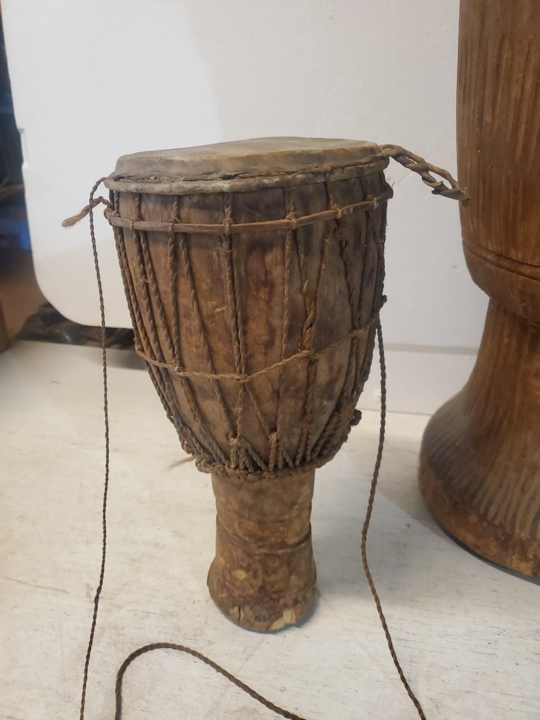 3 Antique Museum Deaquisition Authentic West African Drums