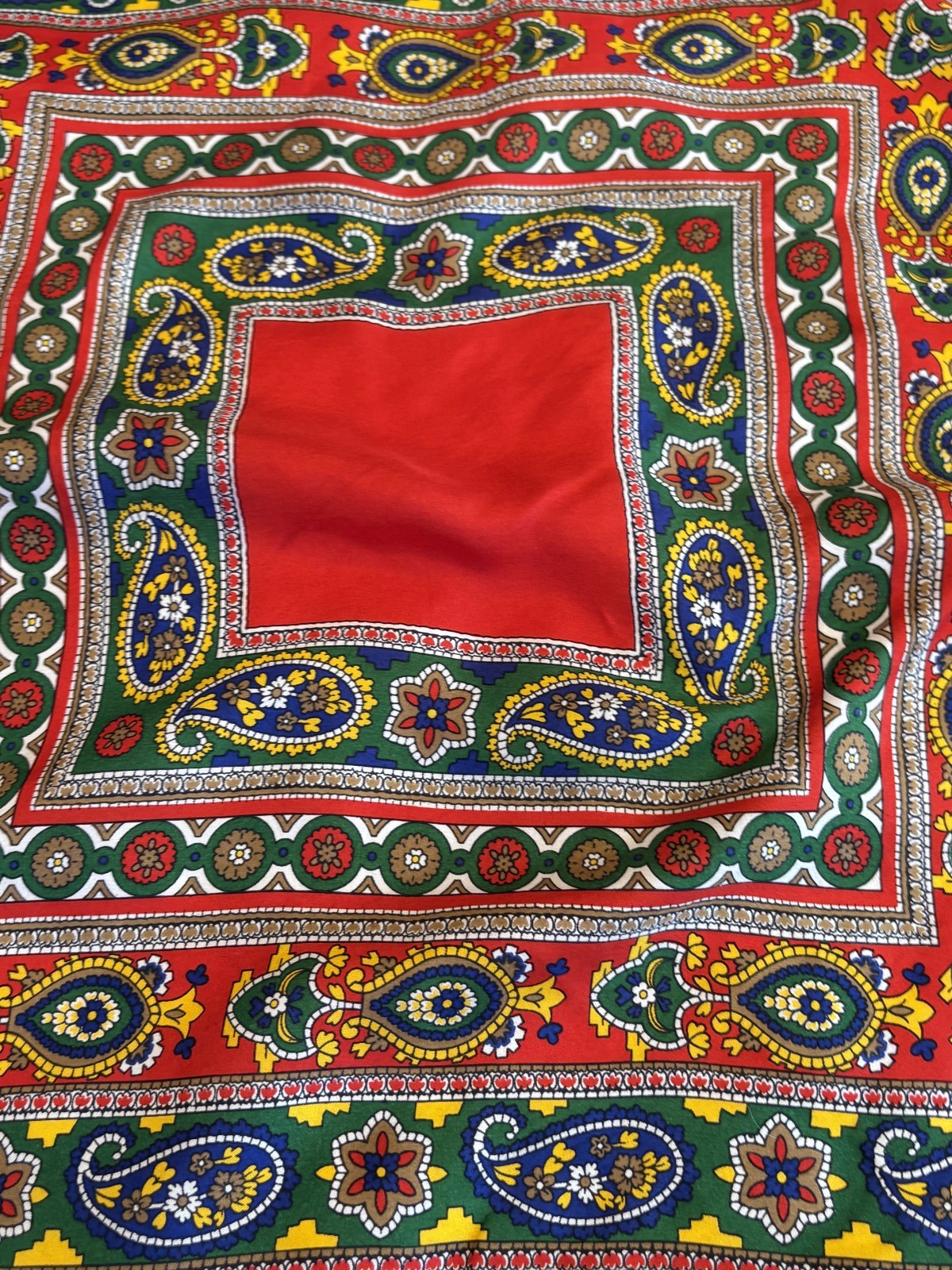 Vintage Scarf Square Hand Rolled Abstract Design Women's 22.5" x 22" Red Multi