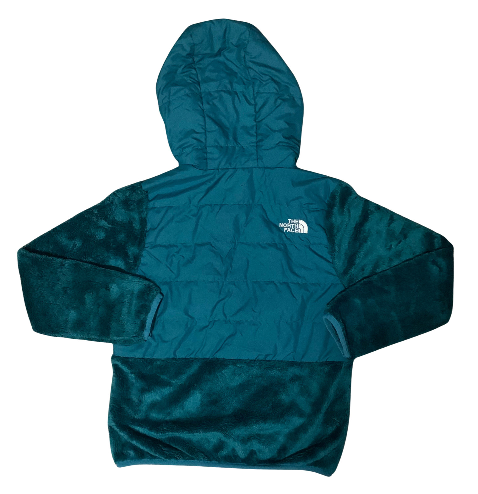 The North Face Hoodie Jacket Girls M 10 Teal Green Sherpa Fleece Full-Zip Mashup