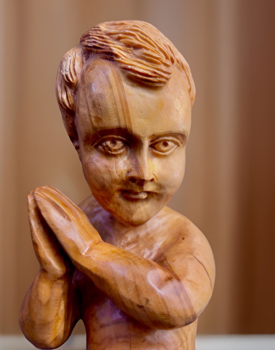 Large 12" Baby Jesus Carved Statue / Figural from Holy Land Olive Wood Bethlehem