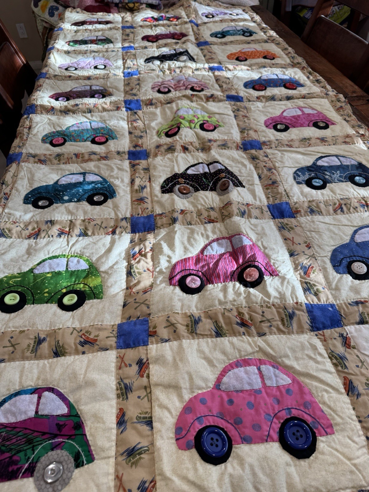 Handmade Patchwork Quilt Novelty Car Pattern Multicolor Cotton