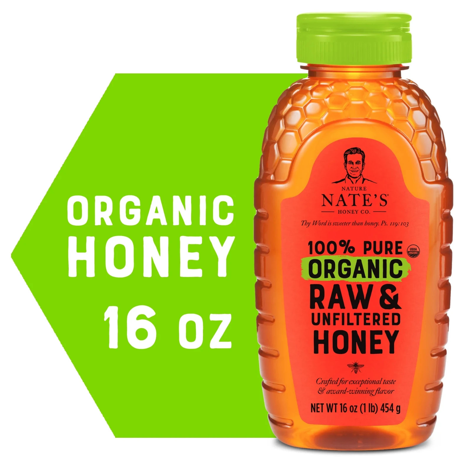 Nature Nate's 100% Pure Organic, Raw & Unfiltered Honey, 16 oz (2 Pack)