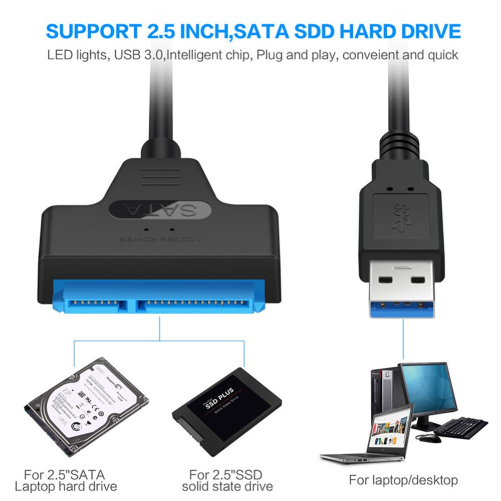 USB to SATA Adapter Cable Data Converter 3.0 to 2.5" For Hard Drive SSD to USB