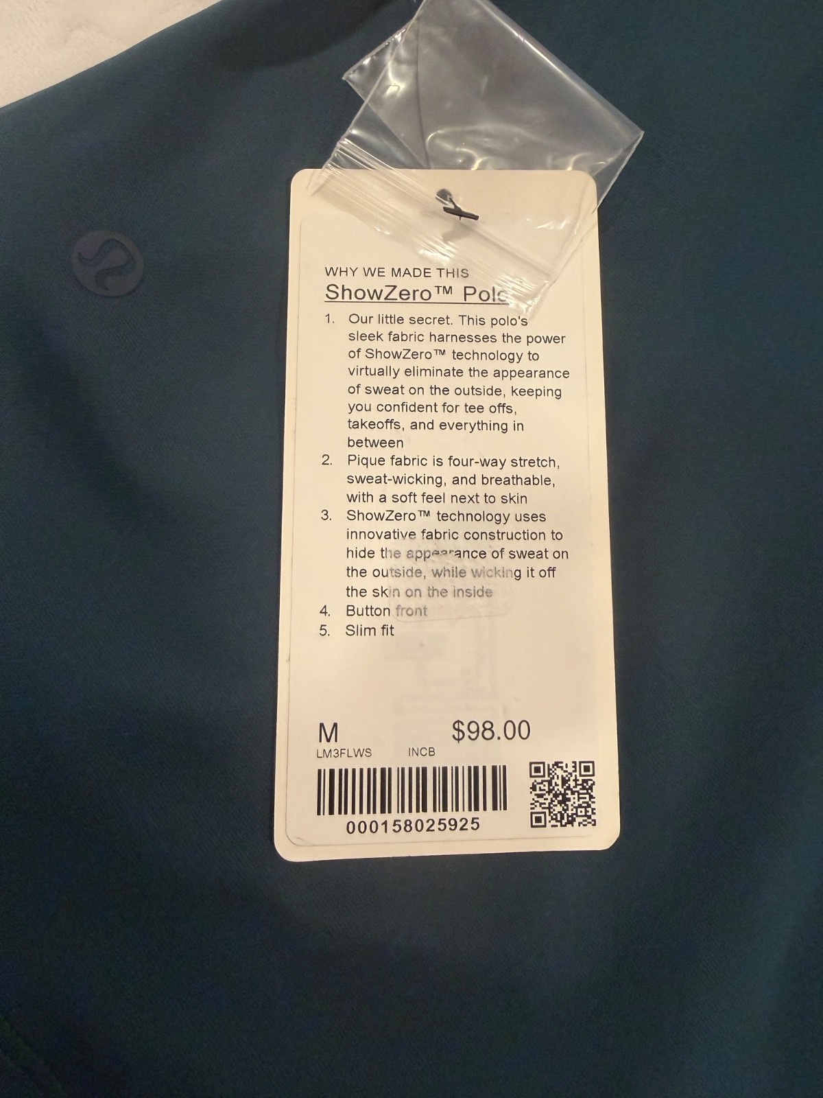 Lululemon ShowZero Slim-Fit Polo Shirt Men's Size M Blue