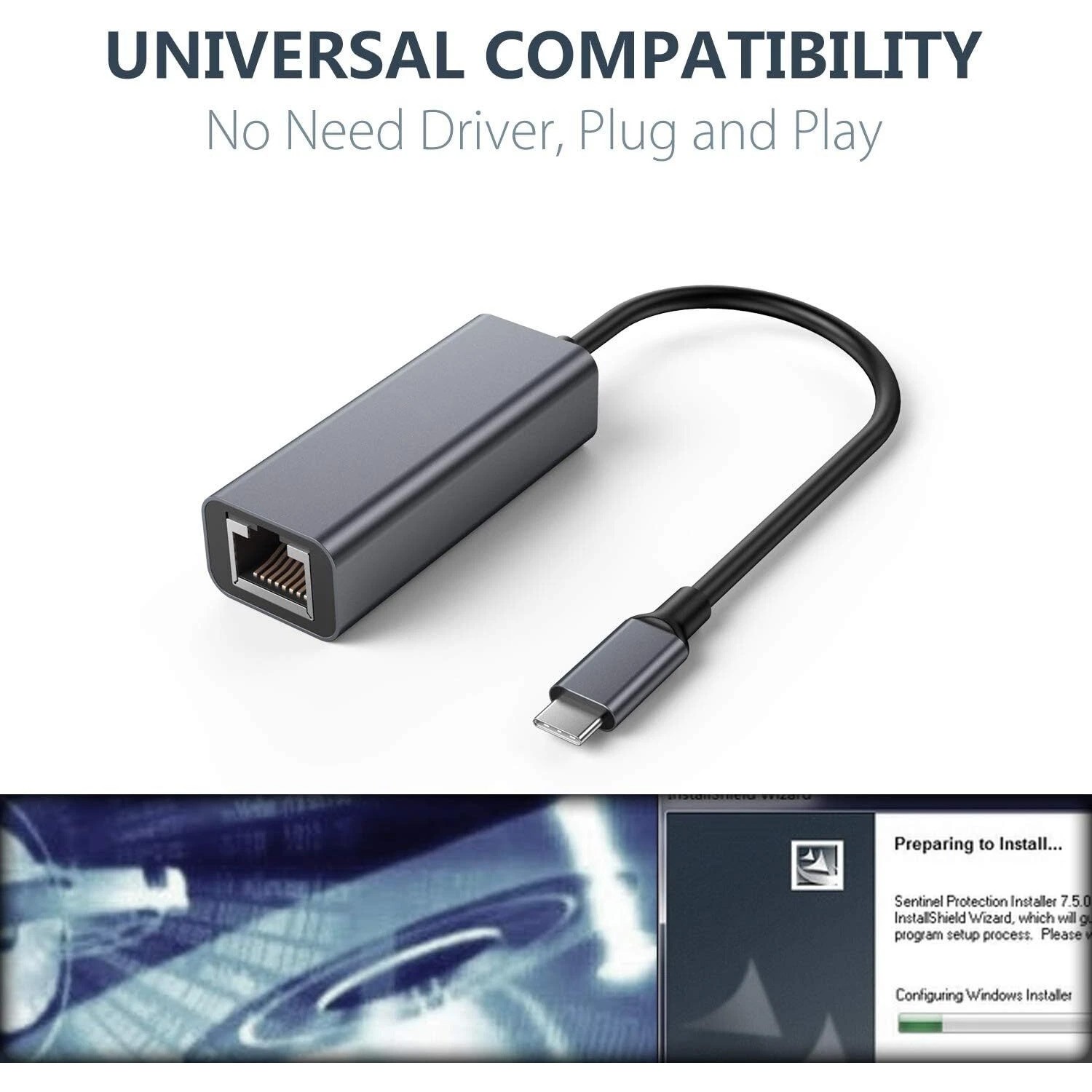 USB-C 3.1 Gigabit Ethernet LAN RJ45 1000Mbps Network Adapter for PC Mac Android