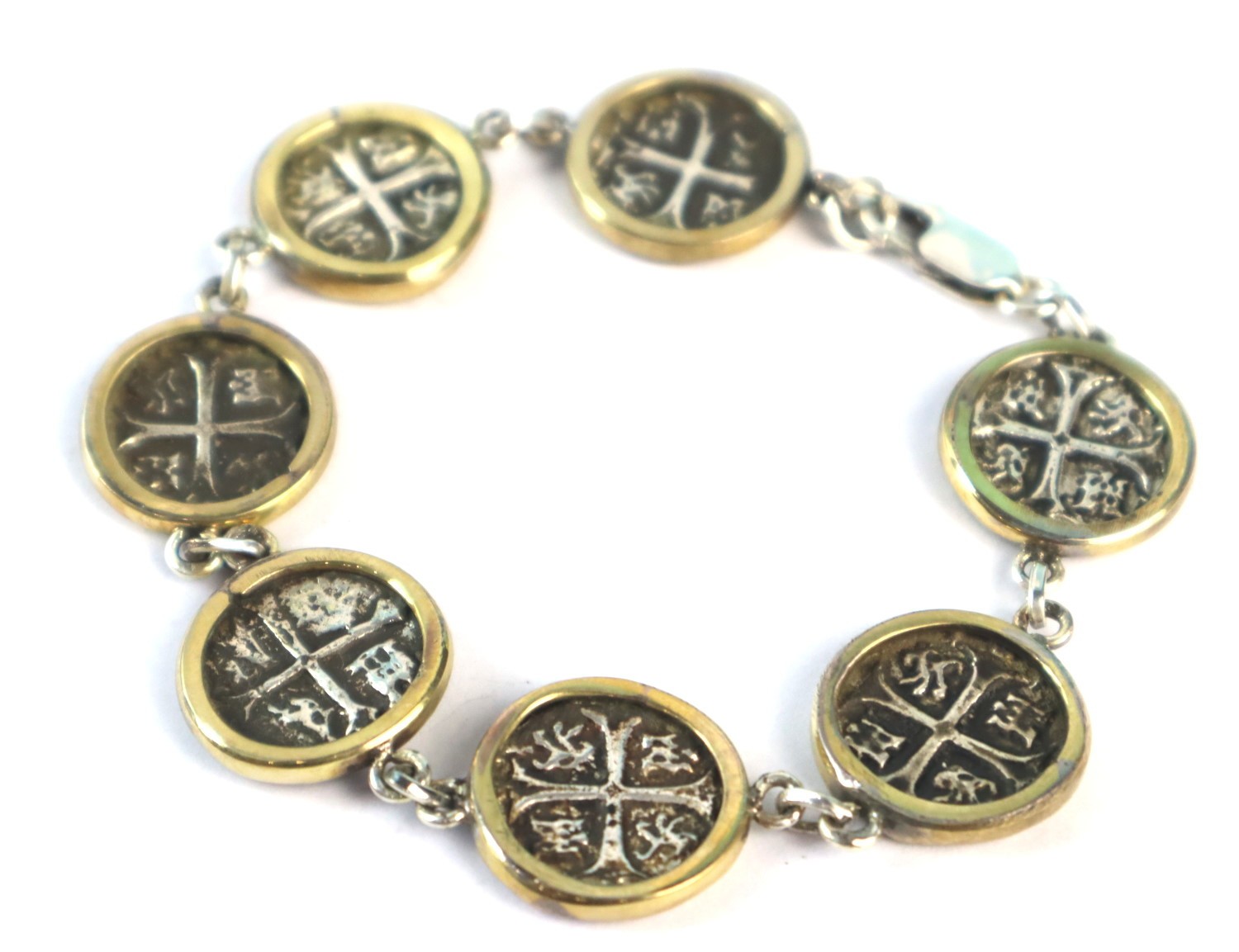 Atocha Shipwreck Colonial Pirate Coin Sterling Silver Bracelet 8"