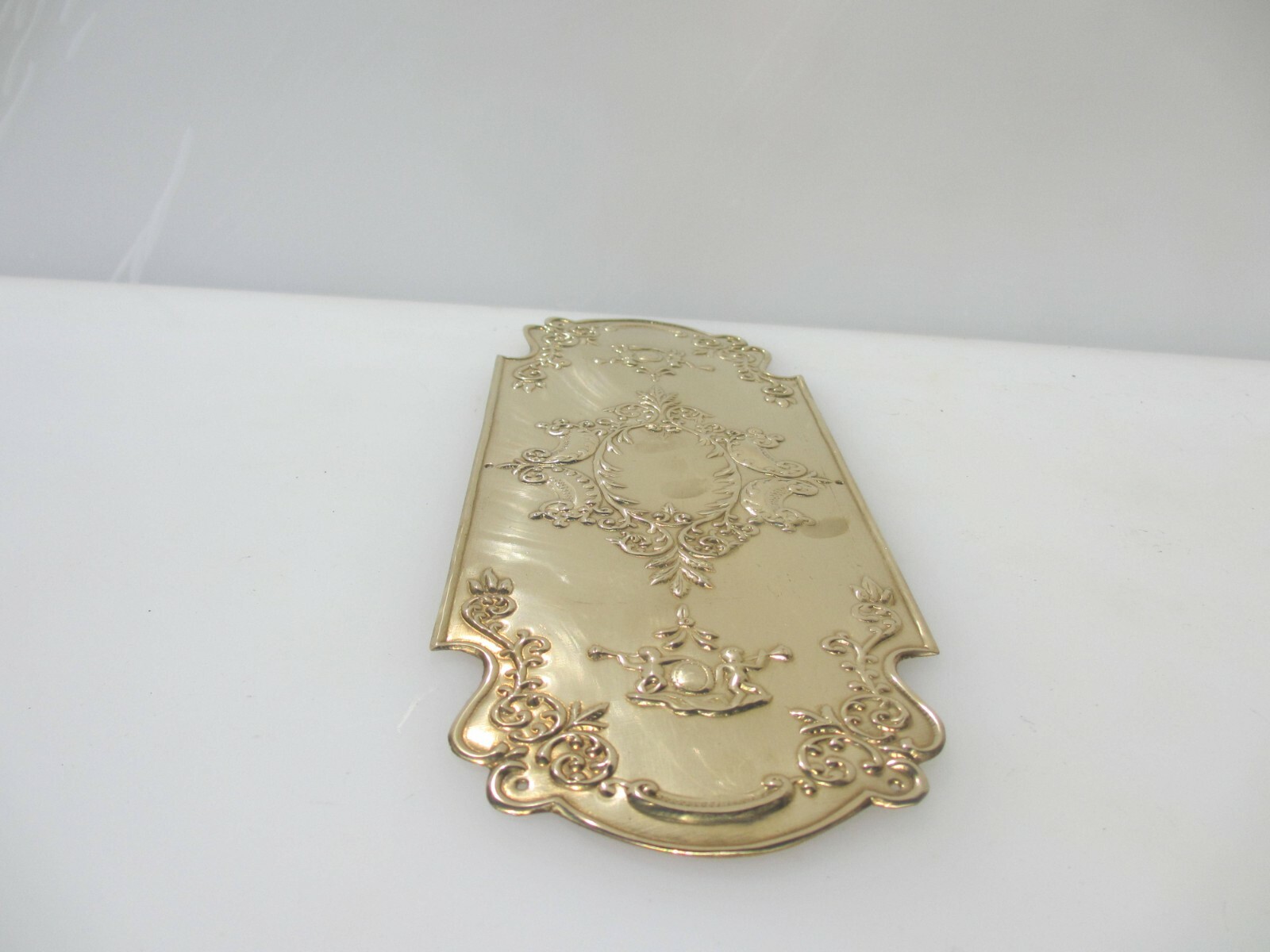 Brass Finger Plate Push Door Handle Art Nouveau Cherubs Rococo Antique STYLE